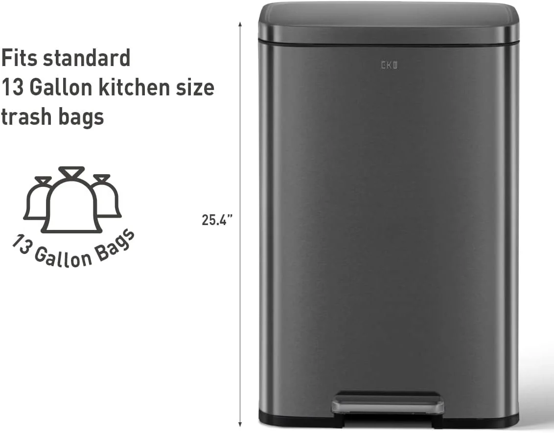 سطل زباله پدالی 50 لیتری ایکو مدل مدیسون مشکی مات با سطل داخلی - مقاوم در برابر اثر انگشت سطل زباله پدالی 50 لیتری ایکو مدل مدیسون مشکی مات با سطل داخلی - مقاوم در برابر اثر انگشت