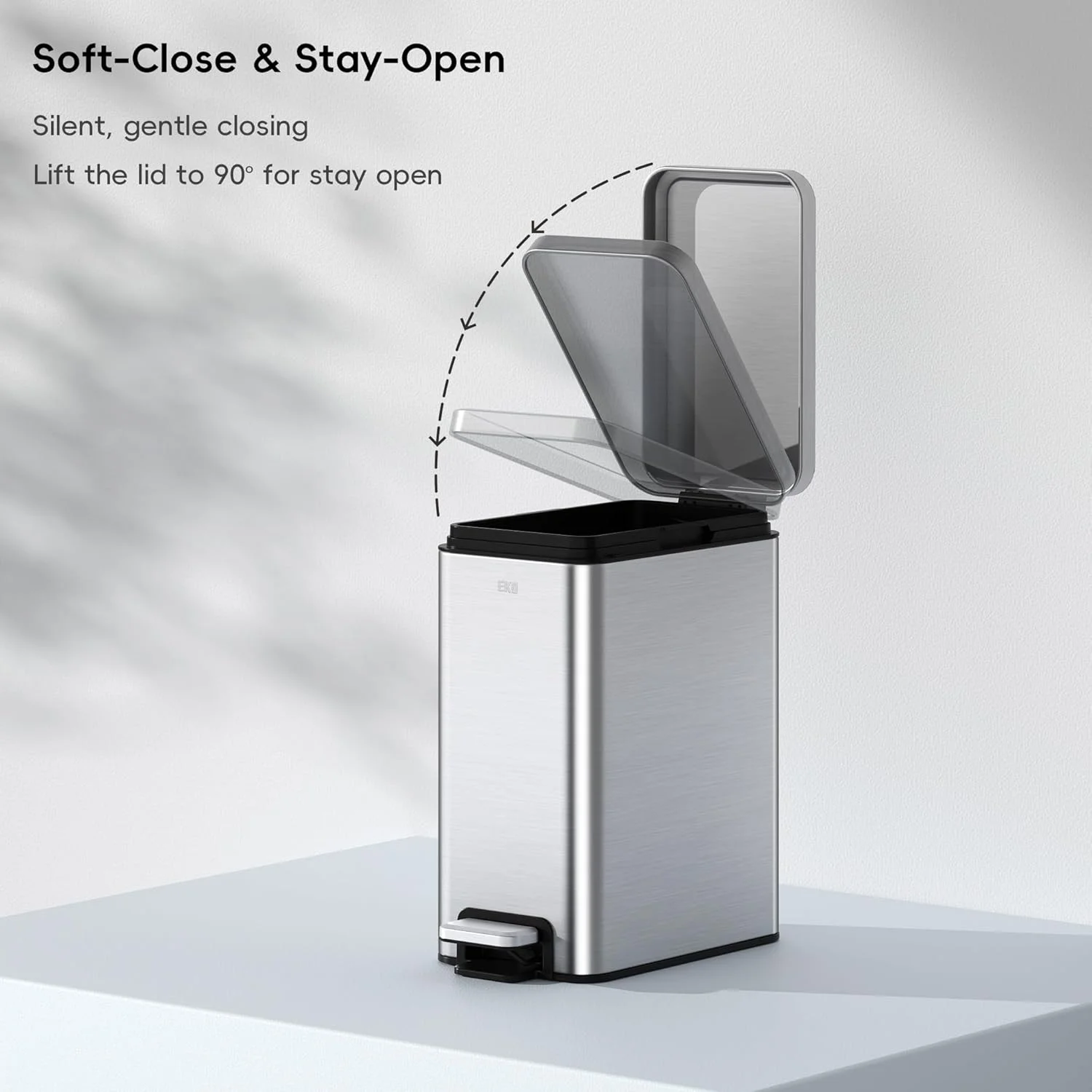 سطل زباله پدالی باریک استلا EKO با ظرفیت 10 لیتر، استیل ضد زنگ مقاوم در برابر اثر انگشت با سطل داخلی جداشدنی (نقره ای) سطل زباله پدالی باریک استلا EKO با ظرفیت 10 لیتر، استیل ضد زنگ مقاوم در برابر اثر انگشت با سطل داخلی جداشدنی (نقره ای)