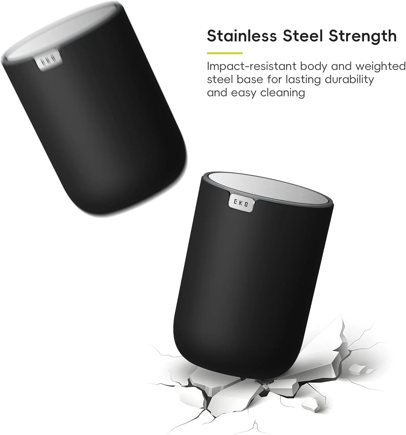 سطل زباله کوچک ایکو Fandy با ظرفیت 2.2 لیتر و درب چرخشی، مناسب برای حمام، میز آرایش، میز کار یا دفتر کار، سطل زباله کوچک (مشکی)