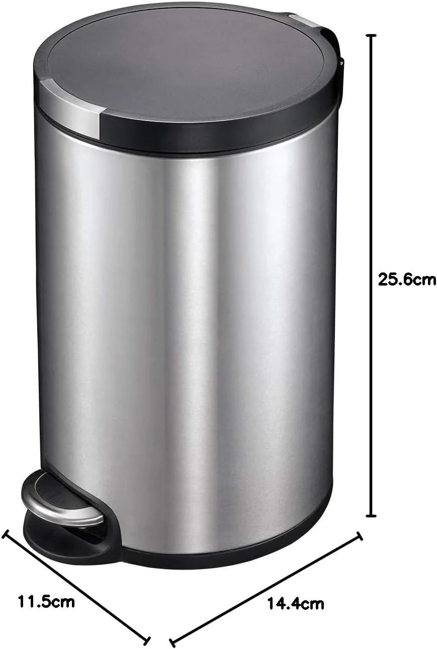 سطل زباله پدالی گرد 30 لیتری هنری اکو، با روکش استیل ضد زنگ برس خورده مقاوم در برابر اثر انگشت، درب آرام بند و مکانیزم پدال بادوام، مدل alek30