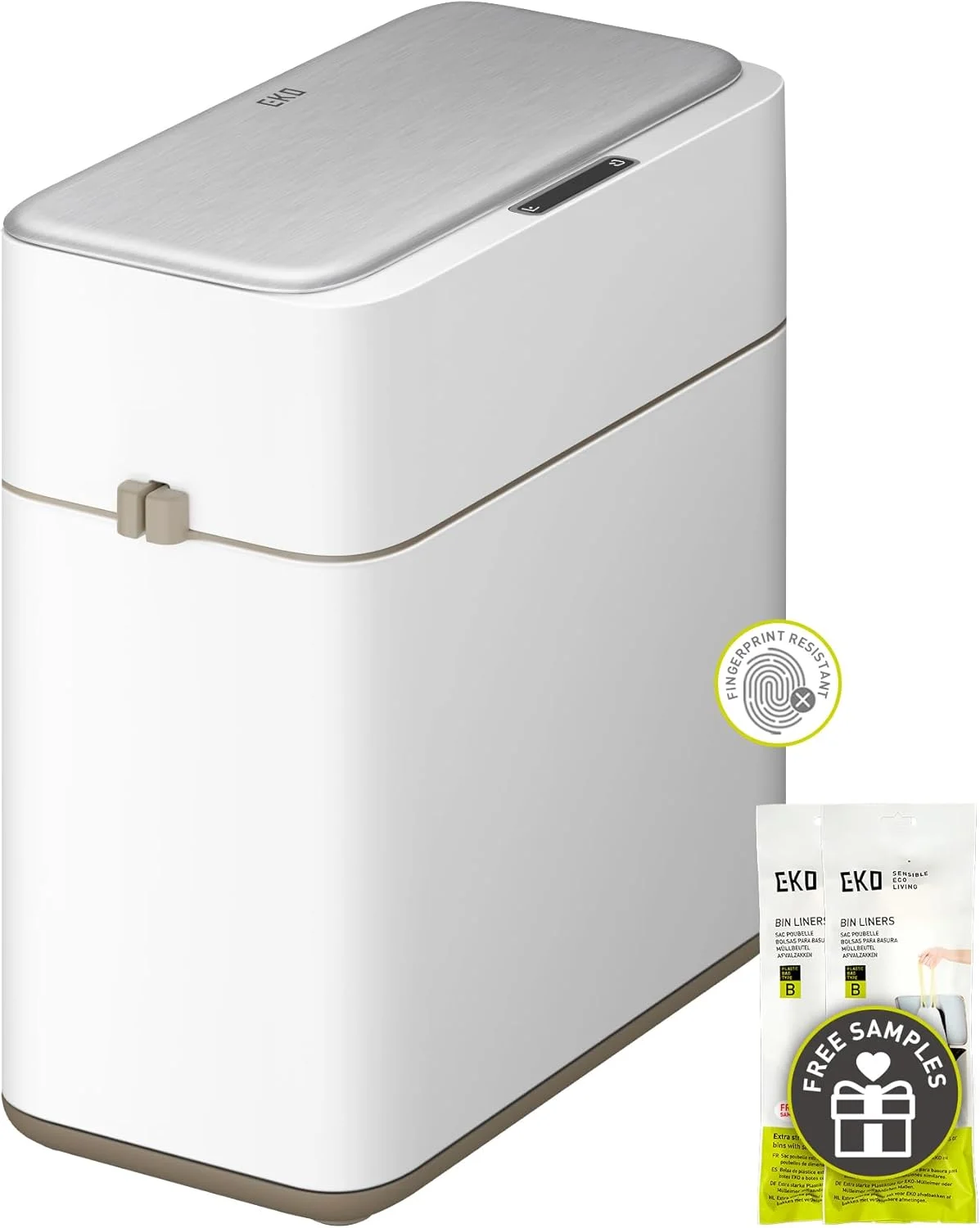 سطل زباله اتوماتیک EKO با درب، سطل زباله بدون لمس 8 لیتری با سطل جداشدنی، سطل زباله استیل ضد زنگ باریک، سطل زباله حسگر حرکتی برای حمام، اتاق خواب، دفتر، سفید سطل زباله اتوماتیک EKO با درب، سطل زباله بدون لمس 8 لیتری با سطل جداشدنی، سطل زباله استیل ضد زنگ باریک، سطل زباله حسگر حرکتی برای حمام، اتاق خواب، دفتر، سفید