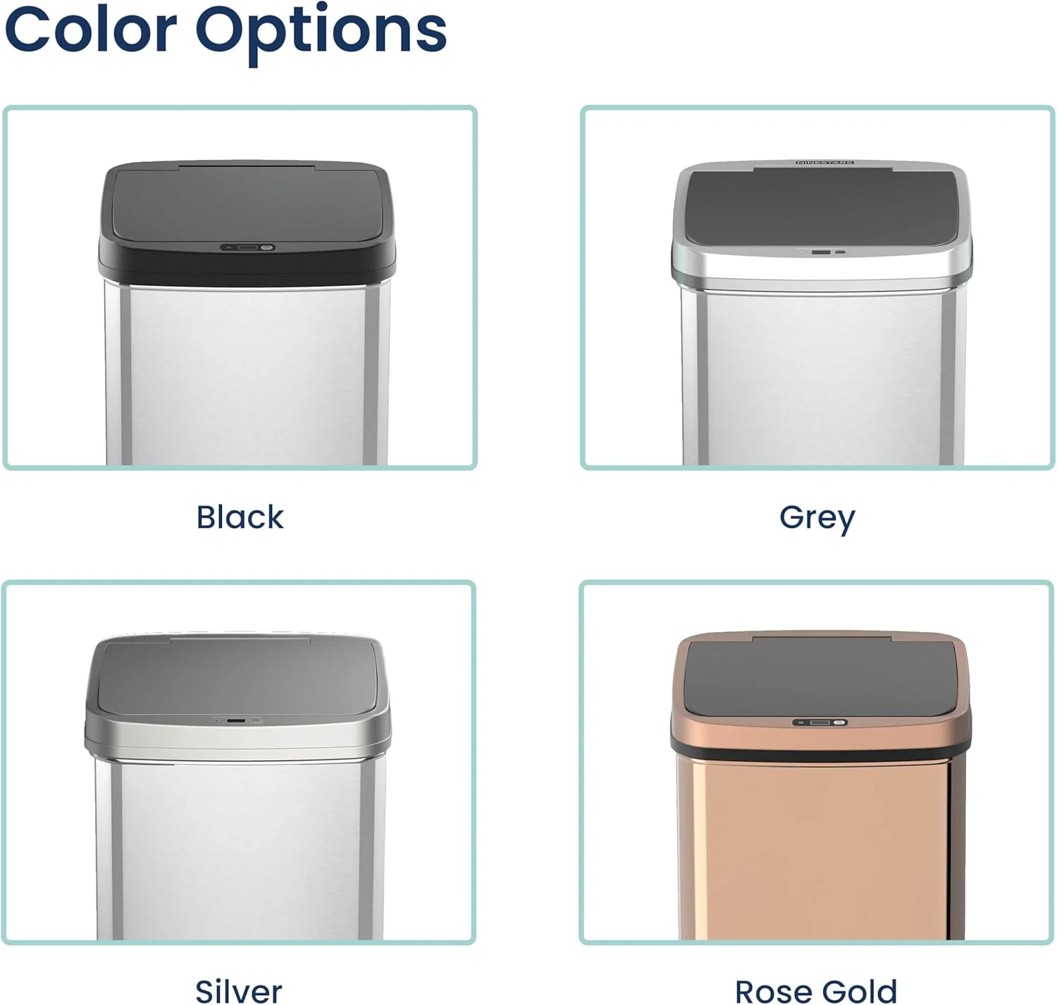 سطل زباله استیل 50 لیتری سنسوردار بدون لمس NINESTARS مدل DZT-50-28 با درب مشکی بادوام برای خانه، آشپزخانه و اداره سطل زباله استیل 50 لیتری سنسوردار بدون لمس NINESTARS مدل DZT-50-28 با درب مشکی بادوام برای خانه، آشپزخانه و اداره