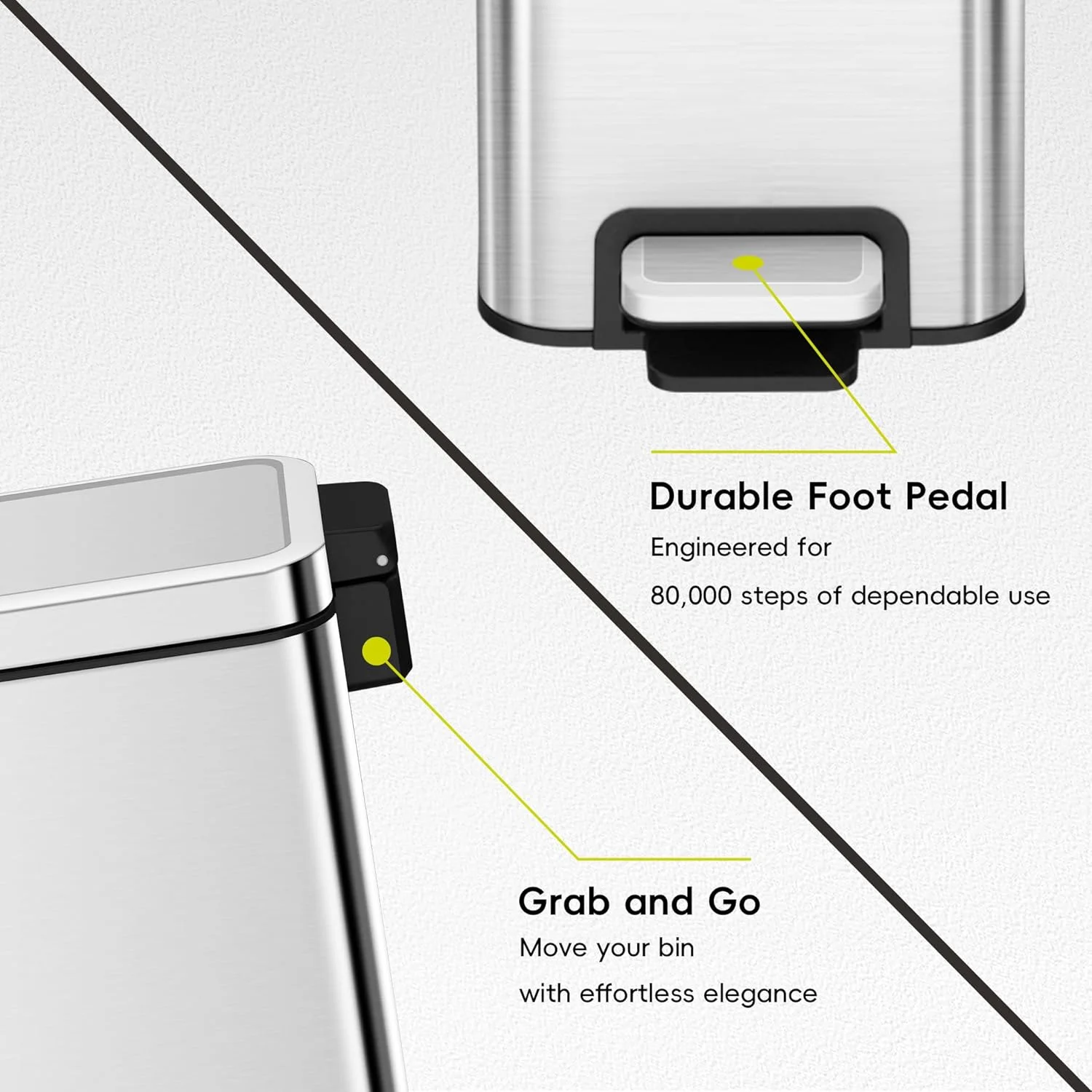 سطل زباله پدالی باریک استلا EKO با ظرفیت 10 لیتر، استیل ضد زنگ مقاوم در برابر اثر انگشت با سطل داخلی جداشدنی (نقره ای) سطل زباله پدالی باریک استلا EKO با ظرفیت 10 لیتر، استیل ضد زنگ مقاوم در برابر اثر انگشت با سطل داخلی جداشدنی (نقره ای)
