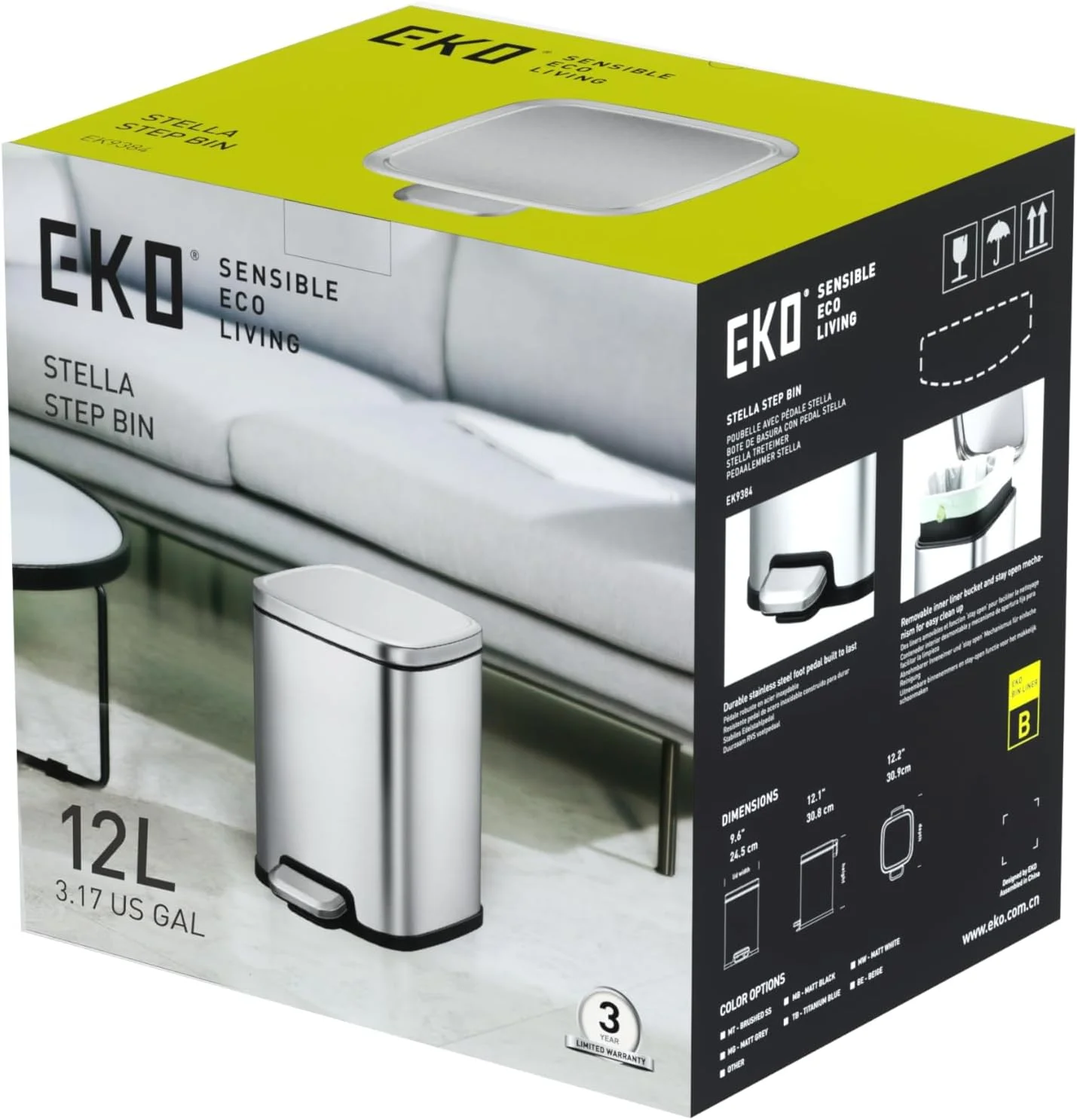 سطل پدالی استلا اکو 12 لیتری مربع - نقره ای | سطل زباله پدالی جمع و جور با درب آرام بند | روکش مقاوم در برابر اثر انگشت | دارای سطل داخلی جداشدنی سطل پدالی استلا اکو 12 لیتری مربع - نقره ای | سطل زباله پدالی جمع و جور با درب آرام بند | روکش مقاوم در برابر اثر انگشت | دارای سطل داخلی جداشدنی