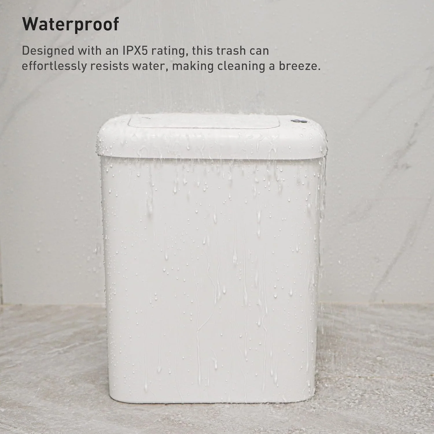 سطل زباله اتوماتیک حمام EKO با درب، سطل زباله باریک 10 لیتری بدون لمس حمام، سطل زباله ضد آب با سنسور حرکتی برای حمام، دفتر، آشپزخانه، سفید