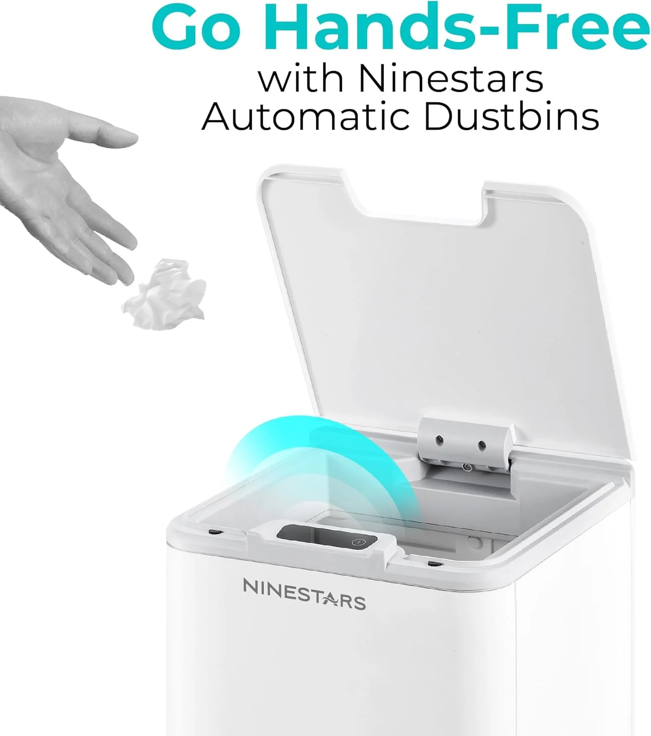 سطل زباله سنسوردار بدون لمس شیک Ninestars DZT-10-35 با درب | سطل زباله پلاستیکی اتوماتیک برای فضای باز، خانه، دفتر، هتل، حمام، آشپزخانه | 10 لیتر - سفید سطل زباله سنسوردار بدون لمس شیک Ninestars DZT-10-35 با درب | سطل زباله پلاستیکی اتوماتیک برای فضای باز، خانه، دفتر، هتل، حمام، آشپزخانه | 10 لیتر - سفید