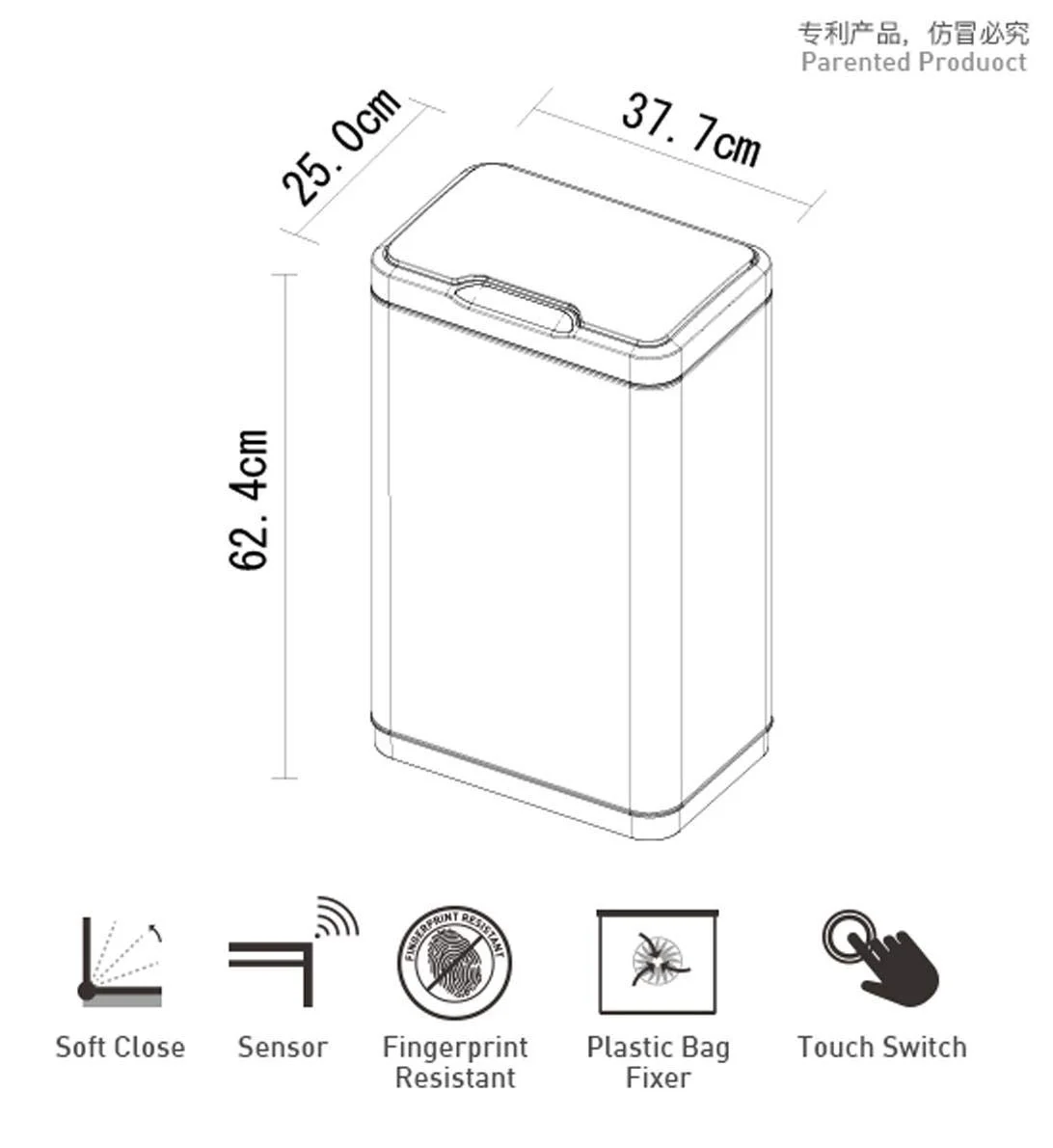 سطل زباله سنسوری EKO، درب آرام بند، استیل ضد زنگ مدل MIRAGE SENSOR BIN با ظرفیت 30 لیتر - نقره ای سطل زباله سنسوری EKO، درب آرام بند، استیل ضد زنگ مدل MIRAGE SENSOR BIN با ظرفیت 30 لیتر - نقره ای