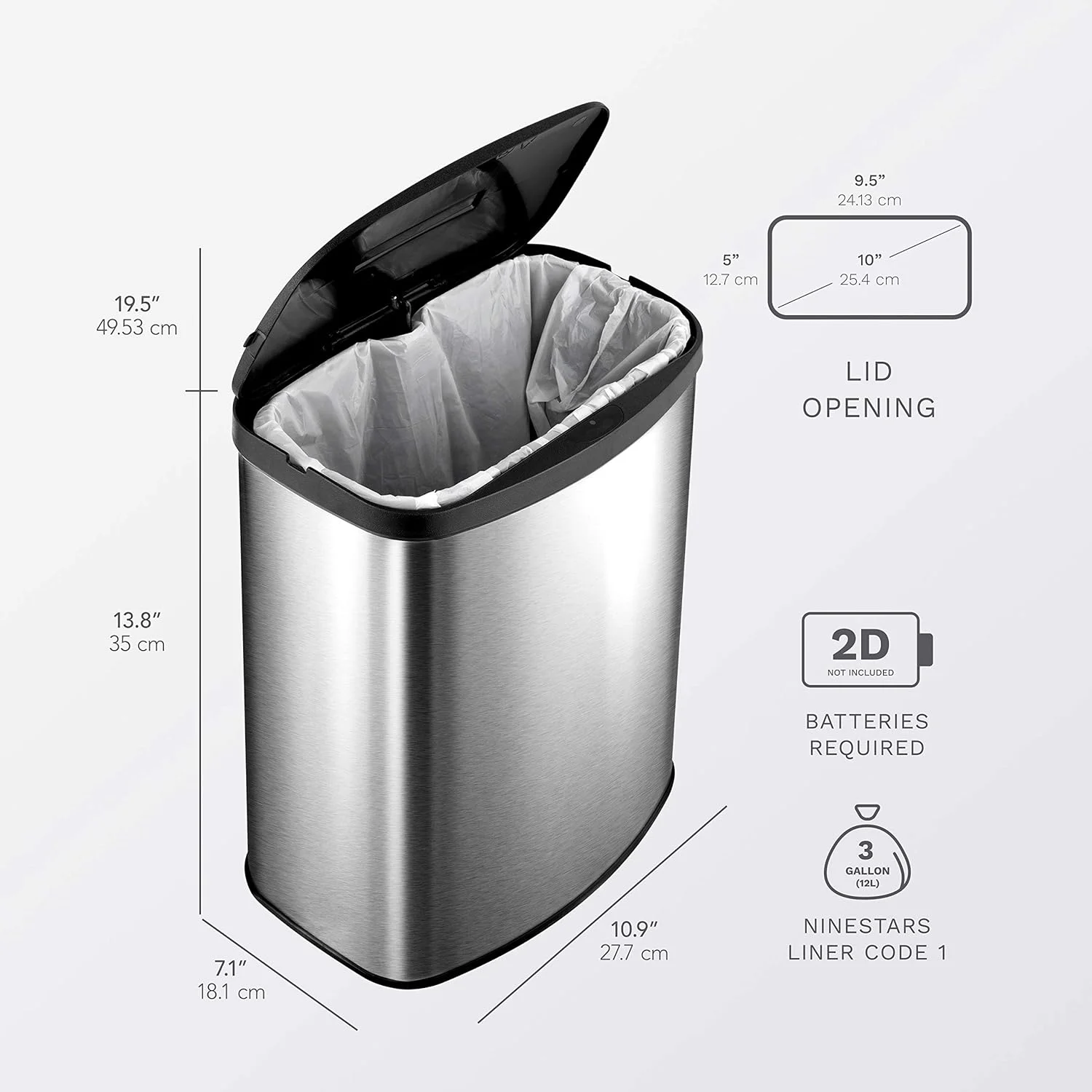 سطل زباله اتوماتیک بدون لمس NineStars DZT-8-1 با سنسور حرکتی مادون قرمز، 8 لیتری، پایه استیل ضد زنگ (مستطیلی، درب مشکی) سطل زباله اتوماتیک بدون لمس NineStars DZT-8-1 با سنسور حرکتی مادون قرمز، 8 لیتری، پایه استیل ضد زنگ (مستطیلی، درب مشکی)