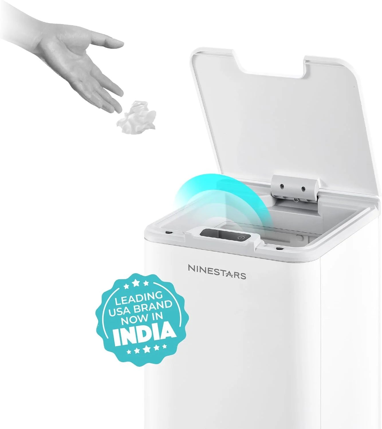 سطل زباله سنسوردار بدون لمس شیک Ninestars DZT-10-35 با درب | سطل زباله پلاستیکی اتوماتیک برای فضای باز، خانه، دفتر، هتل، حمام، آشپزخانه | 10 لیتر - سفید سطل زباله سنسوردار بدون لمس شیک Ninestars DZT-10-35 با درب | سطل زباله پلاستیکی اتوماتیک برای فضای باز، خانه، دفتر، هتل، حمام، آشپزخانه | 10 لیتر - سفید