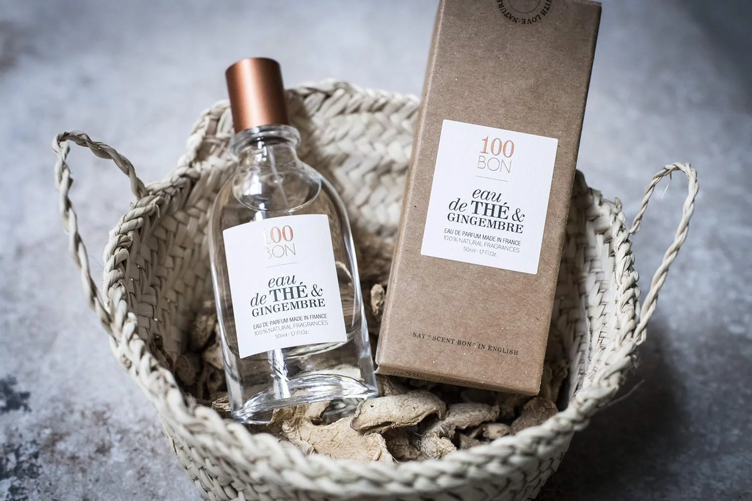 100BON ادو تویلت چای و زنجبیل – عطر چای و زنجبیل برای زنان و مردان – عطر انرژی بخش ارگانیک - عطر با رایحه های شیرین، مرکباتی و تند - اسپری عطر 100% طبیعی، 100 میلی لیتر