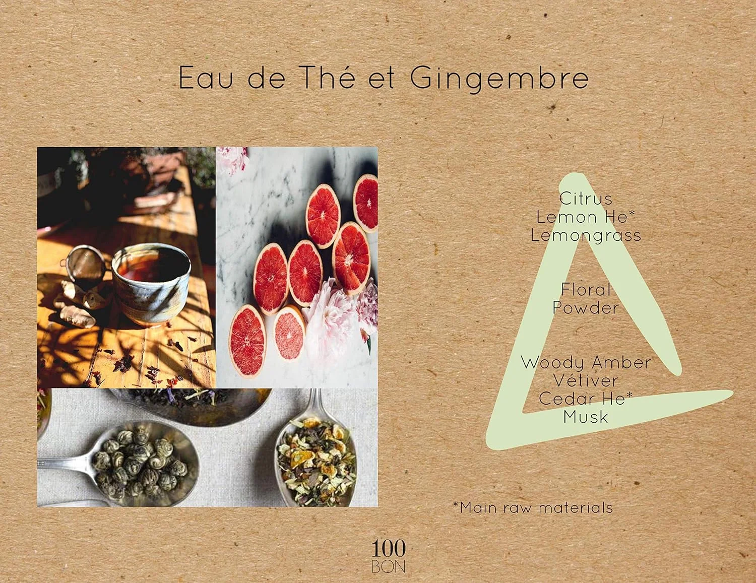 ادکلن چای و زنجبیل 100BON، رایحه ای انرژی بخش و ارگانیک برای زنان و مردان - رایحه ای شیرین، مرکباتی و تند - اسپری عطر 100% طبیعی، 15 میلی لیتر