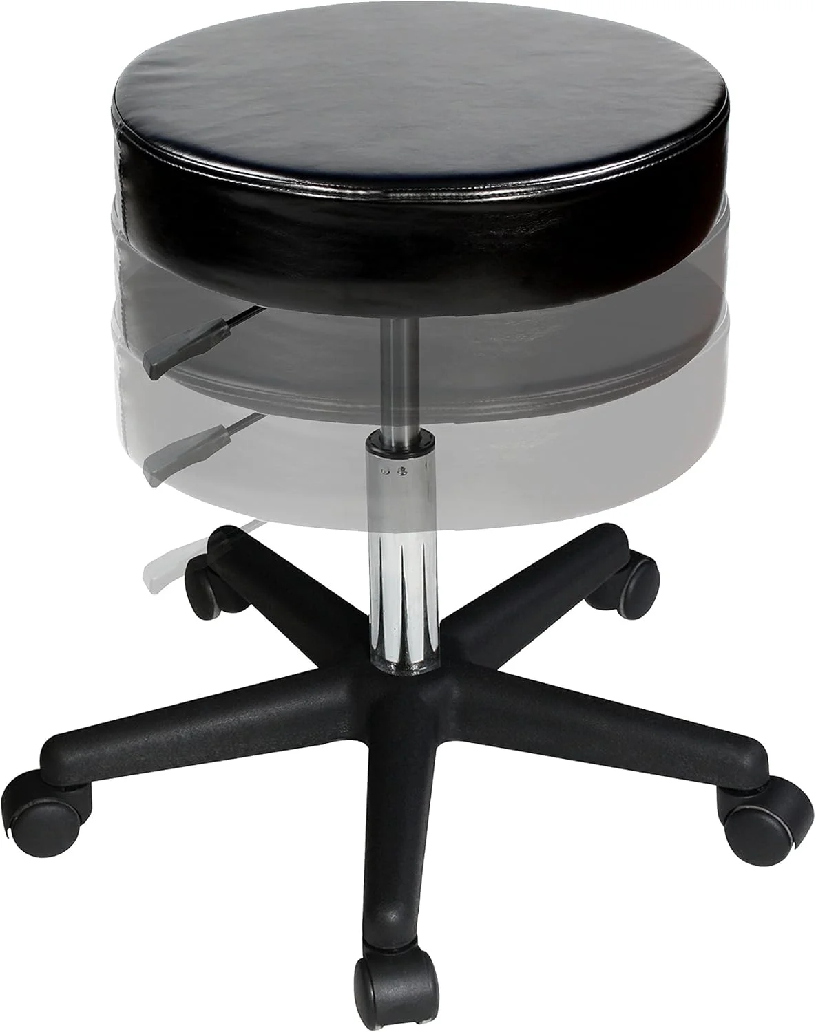 Master Massage Height Adjustable Rolling Swivel Hydraulic Stool in Black for Salon,Beauty, Home and Office