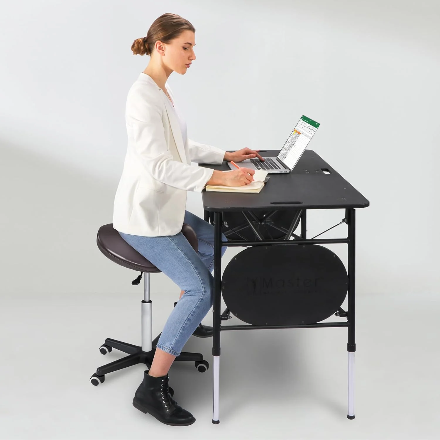 صندلی زین اسبی ارگونومیک چرخان مستر ماساژ، قهوه ای تیره