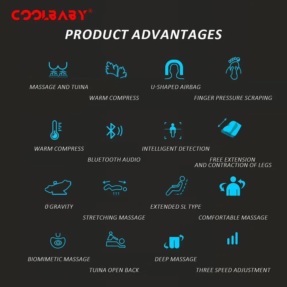 صندلی ماساژور برقی COOLBABY مدل Z8 با ماساژور فضایی جدید با سر ماساژ انعطاف پذیر 8D، بلندگوی استریو بلوتوث HIFI و نورپردازی رمانتیک صندلی ماساژور برقی COOLBABY مدل Z8 با ماساژور فضایی جدید با سر ماساژ انعطاف پذیر 8D، بلندگوی استریو بلوتوث HIFI و نورپردازی رمانتیک