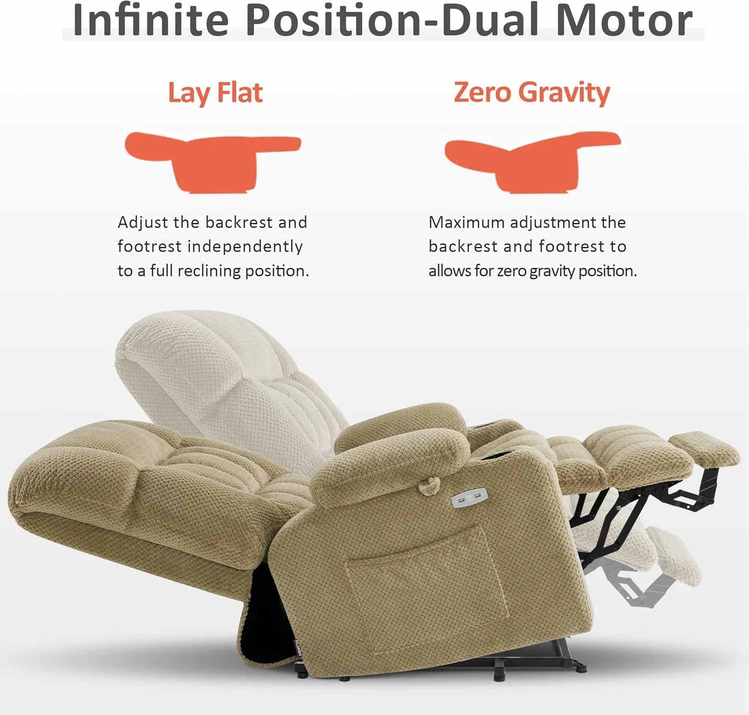 MCombo - صندلی ریلکسی ماساژ و گرمایشی دو موتوره برای سالمندان بزرگسال، موقعیت نامحدود، پورت USB، پارچه R7897 (متوسط، بژ) MCombo - صندلی ریلکسی ماساژ و گرمایشی دو موتوره برای سالمندان بزرگسال، موقعیت نامحدود، پورت USB، پارچه R7897 (متوسط، بژ)