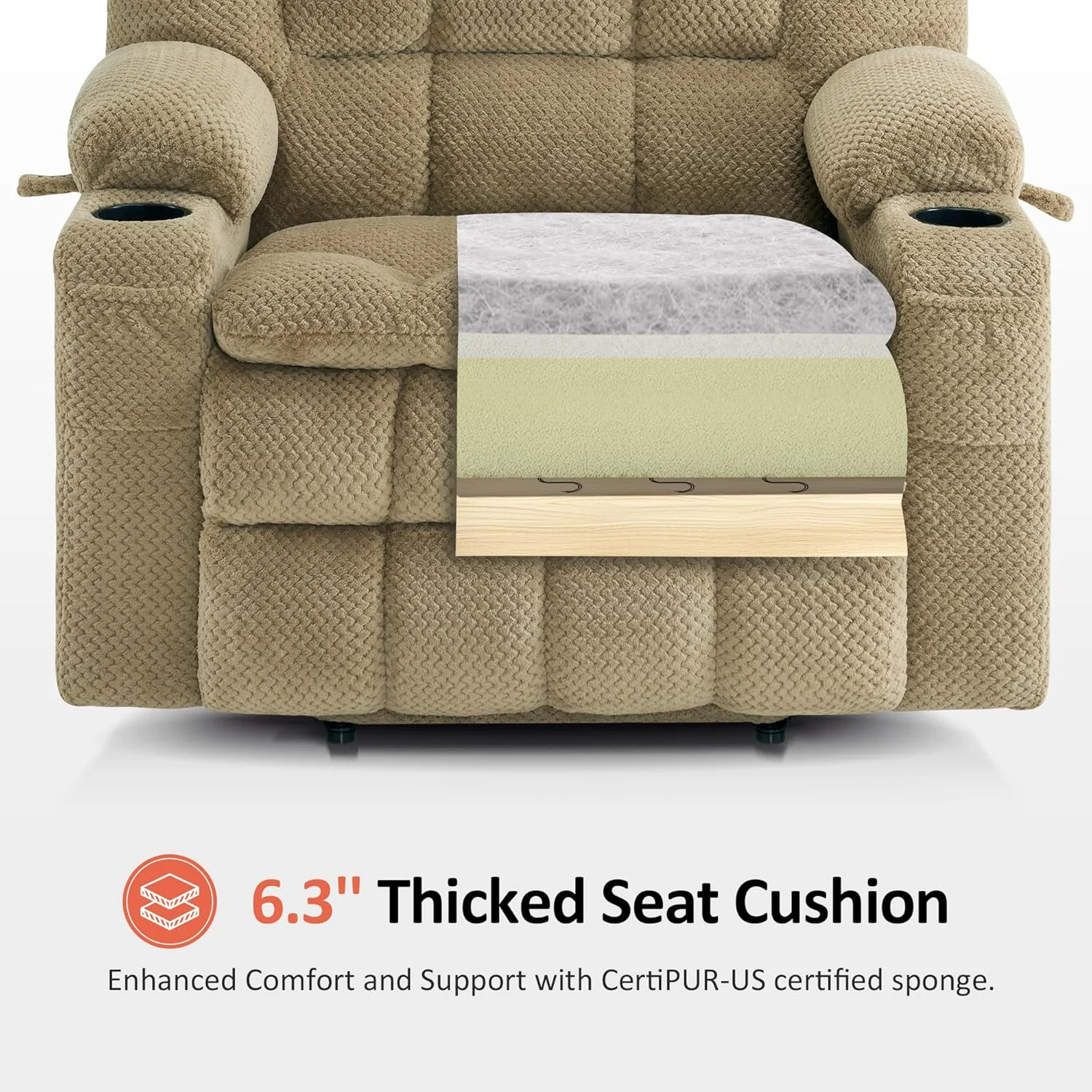 MCombo - صندلی ریلکسی ماساژ و گرمایشی دو موتوره برای سالمندان بزرگسال، موقعیت نامحدود، پورت USB، پارچه R7897 (متوسط، بژ) MCombo - صندلی ریلکسی ماساژ و گرمایشی دو موتوره برای سالمندان بزرگسال، موقعیت نامحدود، پورت USB، پارچه R7897 (متوسط، بژ)