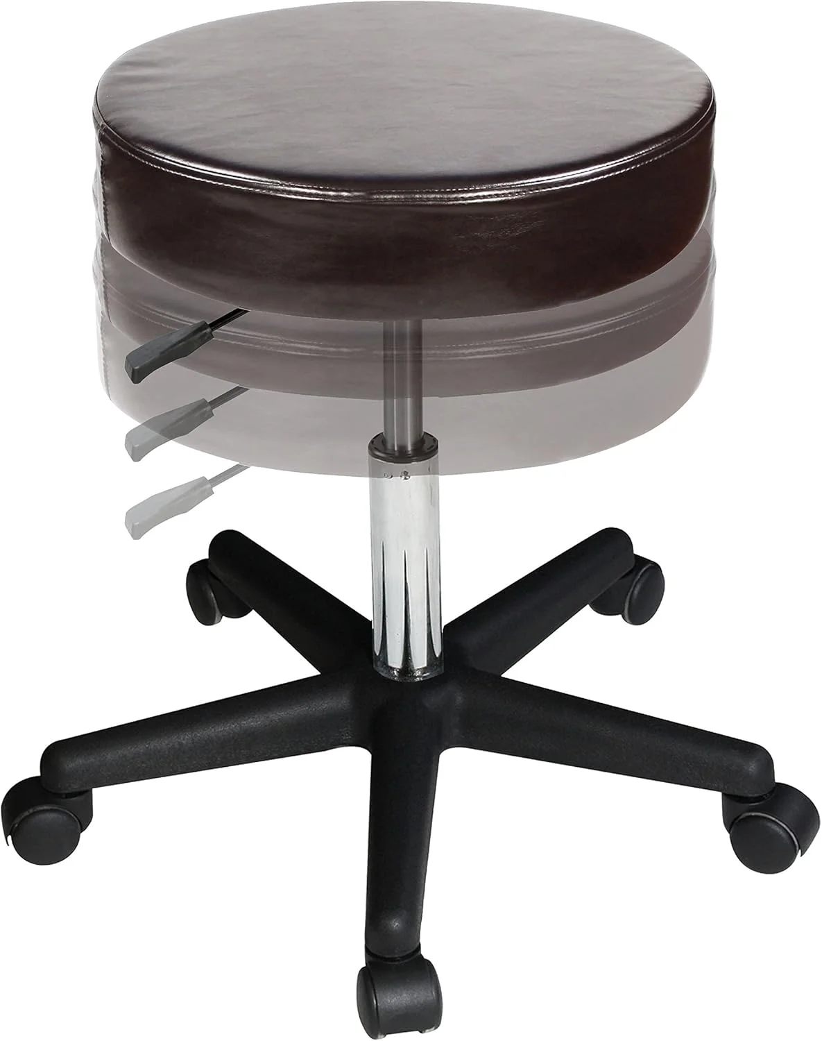Master Massage Height Adjustable Rolling Swivel Hydraulic Stool in Coffee for Salon,Beauty, Home and Office
