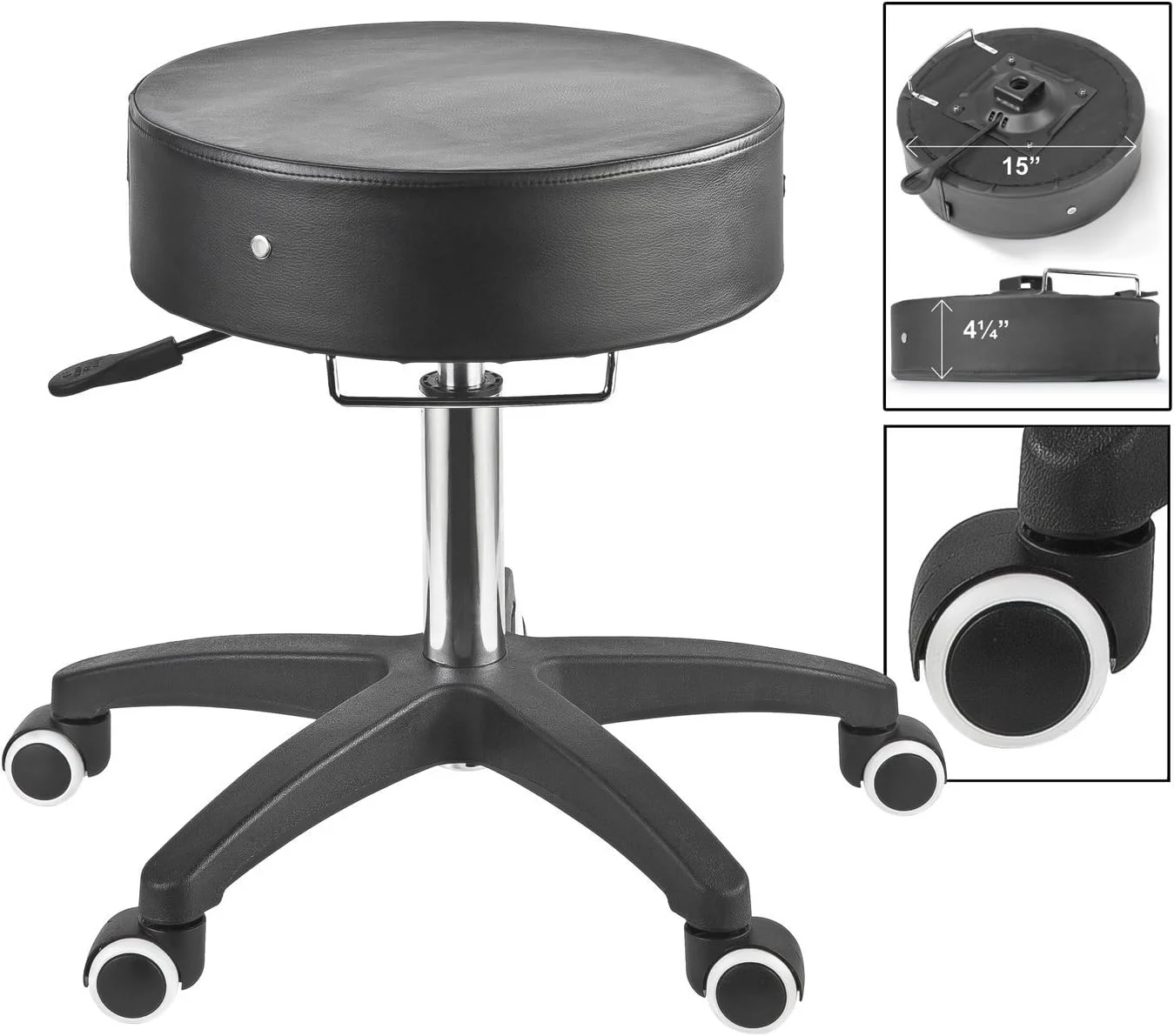 صندلی چرخدار هیدرولیک گردان لوکس آرایشگاهی مستر ماساژ، مشکی براق