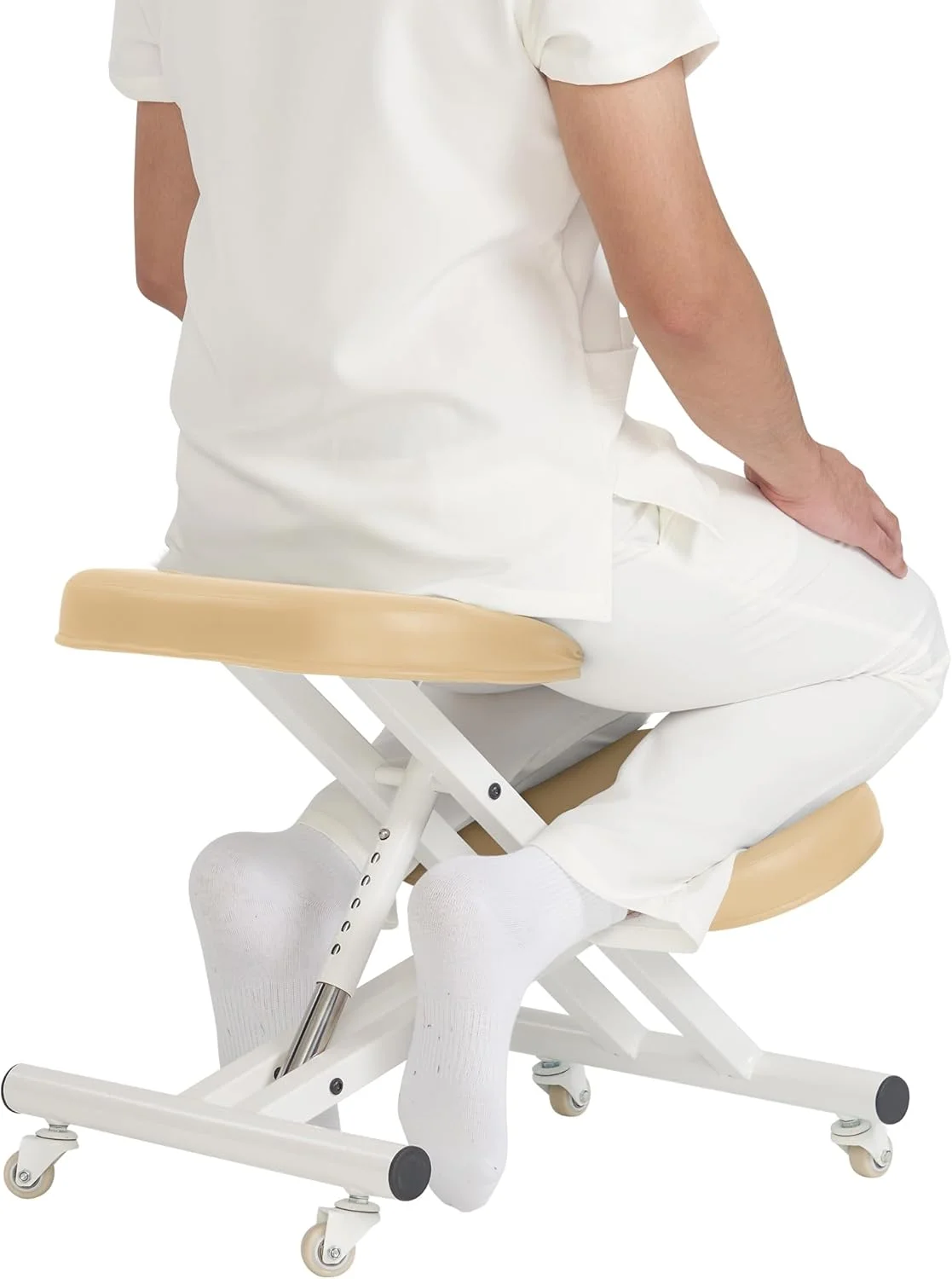 صندلی زانو ارگونومیک Master Massage Healthy-Star-Program با پشتی کمر برای دفتر کار - صندلی حالت دهنده تاشو فلزی، کرم صندلی زانو ارگونومیک Master Massage Healthy-Star-Program با پشتی کمر برای دفتر کار - صندلی حالت دهنده تاشو فلزی، کرم