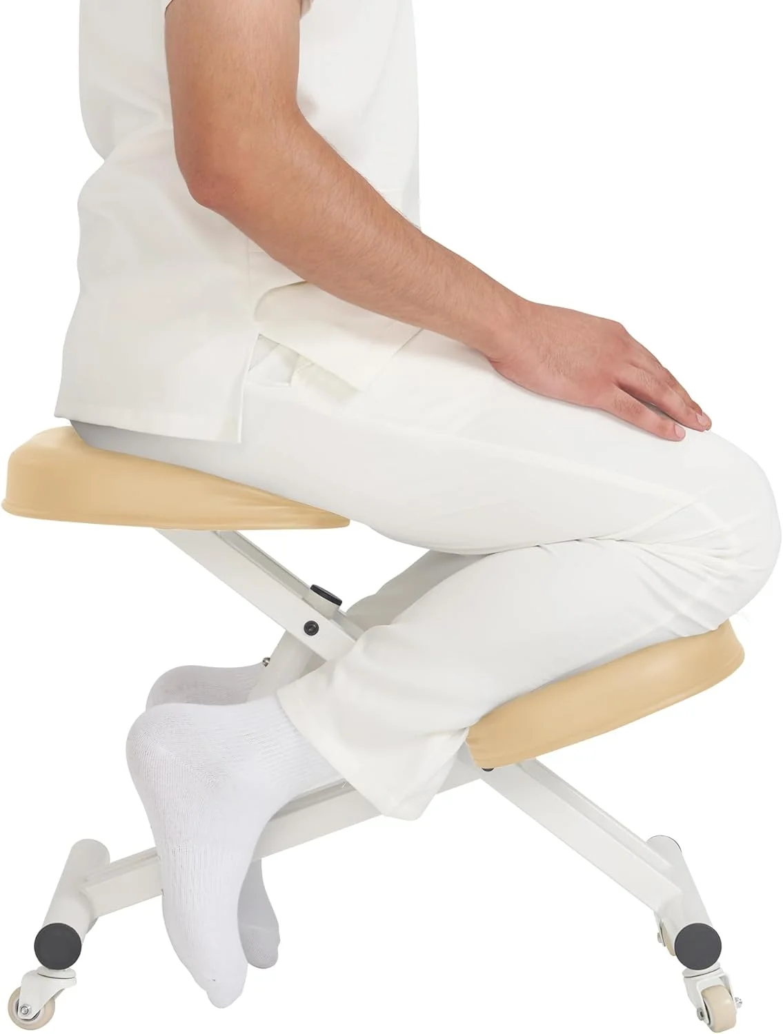 صندلی زانو ارگونومیک Master Massage Healthy-Star-Program با پشتی کمر برای دفتر کار - صندلی حالت دهنده تاشو فلزی، کرم صندلی زانو ارگونومیک Master Massage Healthy-Star-Program با پشتی کمر برای دفتر کار - صندلی حالت دهنده تاشو فلزی، کرم