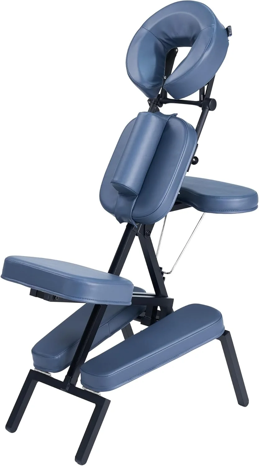 Master Massage Professional Lightweight Portable Massage Chair-Folding Foldable Aluminum Adjustable Tattoo Chair with Wheeled Carrying Case, Aluminum, Blue Master Massage Professional Lightweight Portable Massage Chair-Folding Foldable Aluminum Adjustable Tattoo Chair with Wheeled Carrying Case, Aluminum, Blue