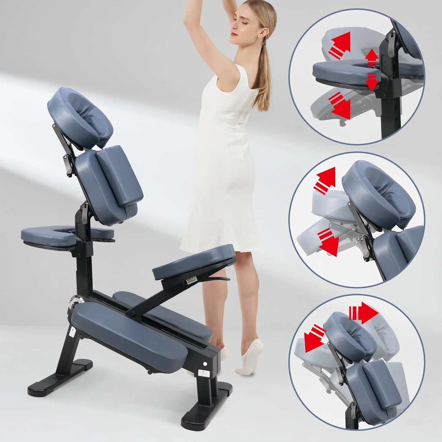 صندلی ماساژ قابل حمل مستر ماساژ مدل Gymlane - طراحی ارگونومیک با فوم دو اینچی، تنظیمات چندگانه، تحمل وزن تا 272 کیلوگرم - صندلی تاتو قابل حمل صندلی ماساژ قابل حمل مستر ماساژ مدل Gymlane - طراحی ارگونومیک با فوم دو اینچی، تنظیمات چندگانه، تحمل وزن تا 272 کیلوگرم - صندلی تاتو قابل حمل