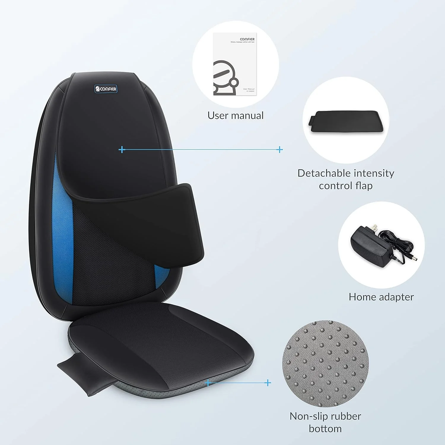 ماساژور شیاتسو کمر گرمایشی Comfier - صندلی ماساژور ورزشی بافت عمیق، صندلی ماساژور برای کل کمر، ماساژور صندلی برای استفاده در خانه یا محل کار، هدیه برای زنان و مردان