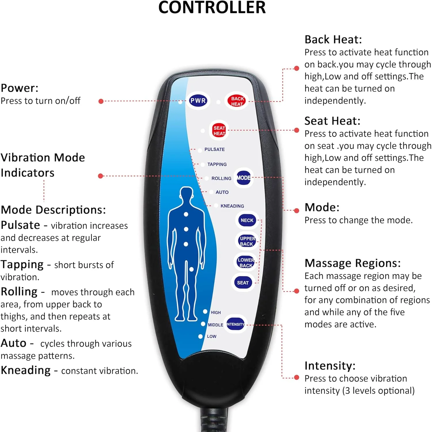 ماساژور کمر گرمایشی کامفیر، صندلی ماساژور با 10 موتور ویبره، پد صندلی ماساژور برای درد کمر، ماساژور صندلی، کوسن صندلی ماساژور برای استفاده در خانه و محل کار، هدیه روز پدر برای پدر
