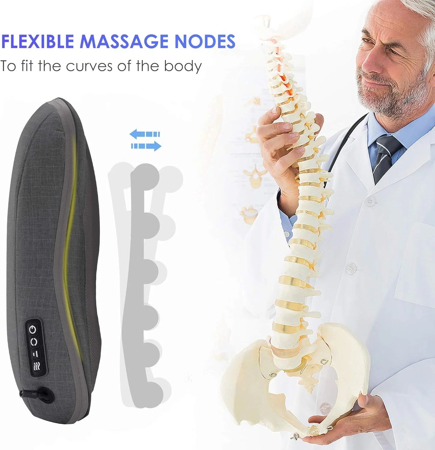 ماساژور شیاتسو کمر کامفایر با گرما، صندلی ماساژور قابل تنظیم برای استفاده در خانه و محل کار، هدیه ماساژ غلتکی قابل حمل برای مادر، پدر و دوستان