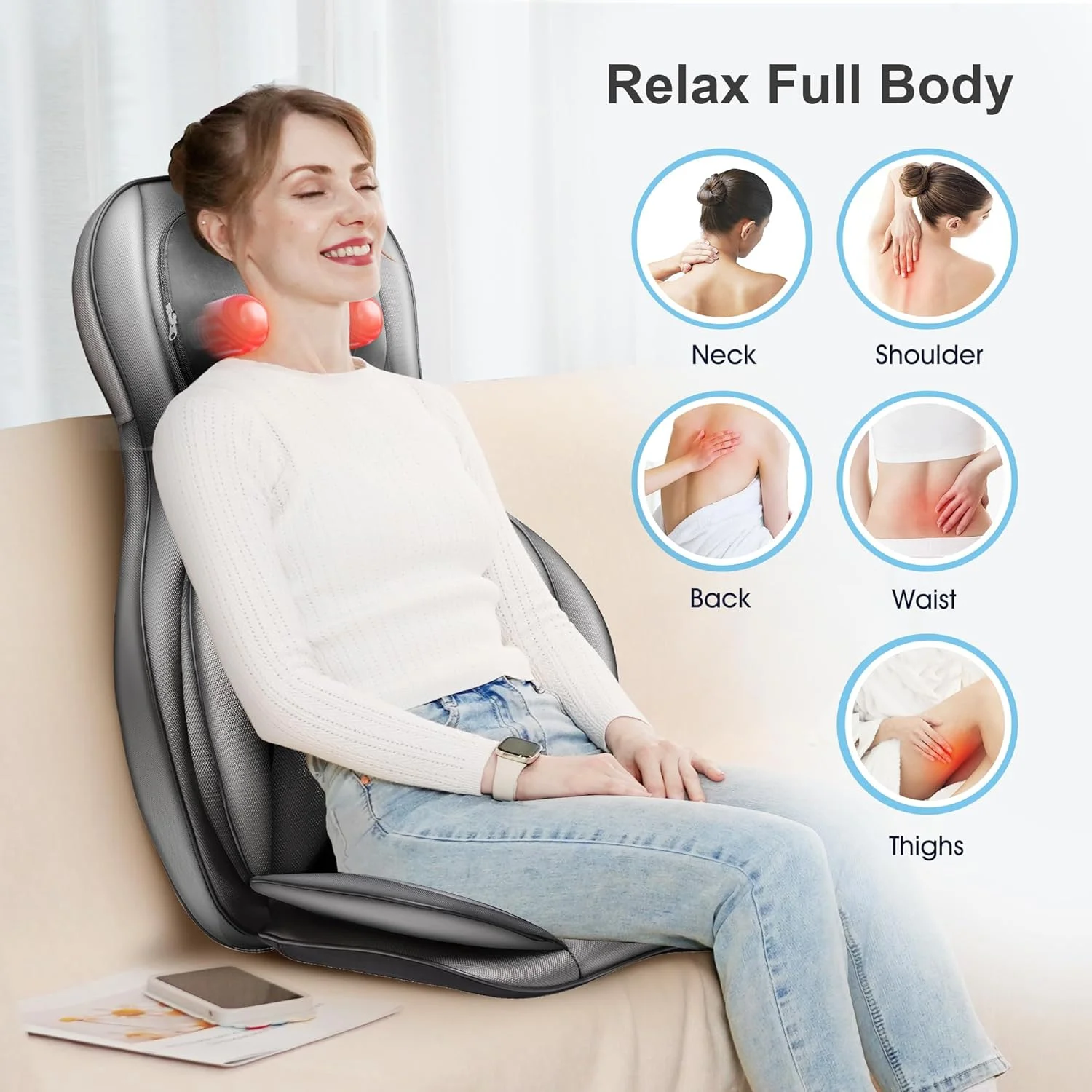 ماساژور گردن و کمر گرمایشی Comfier - صندلی ماساژور با کمپرس و غلتک، ماساژور شیاتسو ورزشی برای کل کمر، گردن، پد صندلی ماساژور برای استفاده در خانه و محل کار؛ هدیه روز پدر برای پدر ماساژور گردن و کمر گرمایشی Comfier - صندلی ماساژور با کمپرس و غلتک، ماساژور شیاتسو ورزشی برای کل کمر، گردن، پد صندلی ماساژور برای استفاده در خانه و محل کار؛ هدیه روز پدر برای پدر