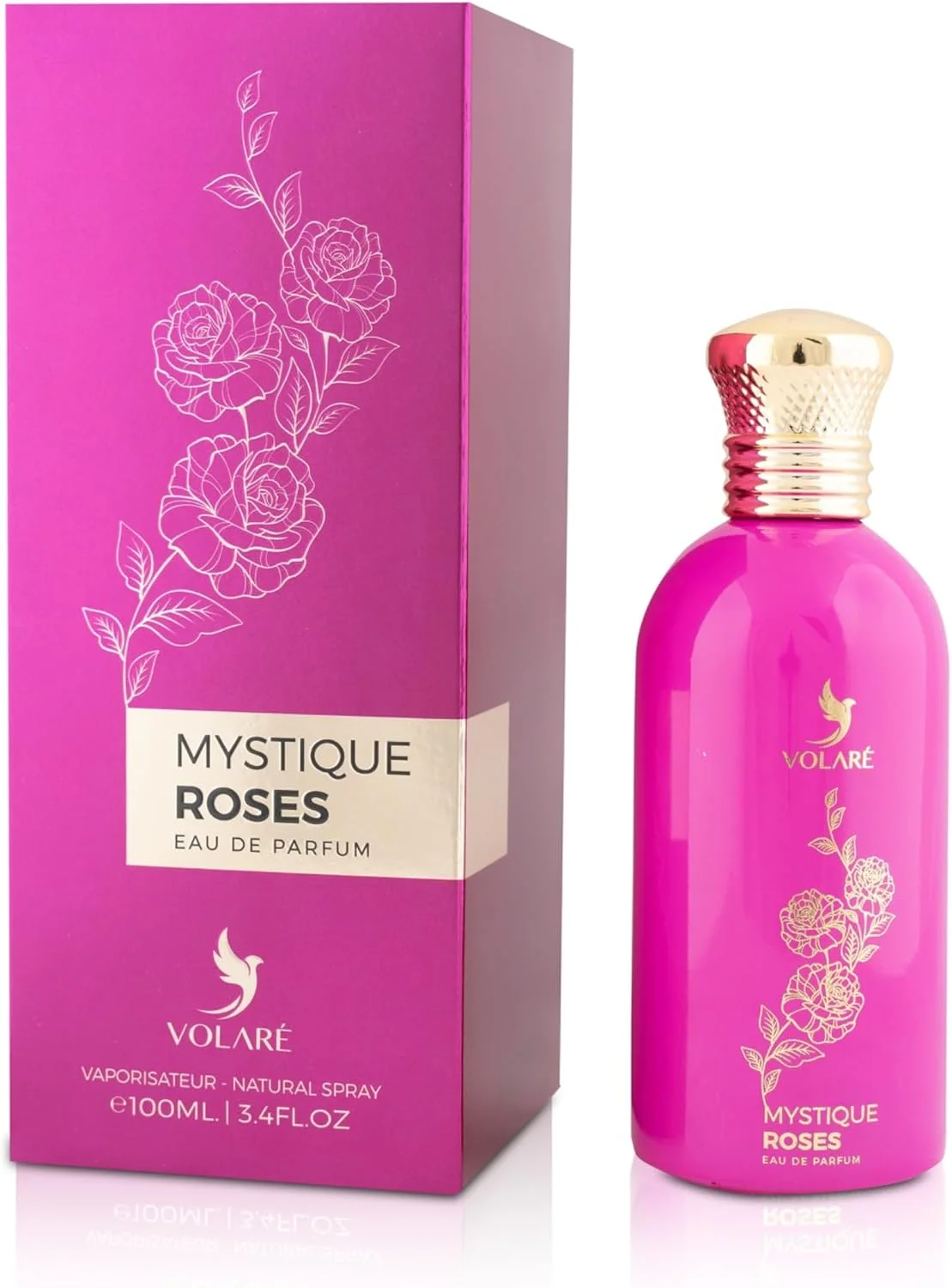 Volare Mystique Roses | اسانس رز و یاسمن با نعناع هندی، کهربا، چرم و عود | ادو پرفیوم زنانه - 100 میلی لیتر
