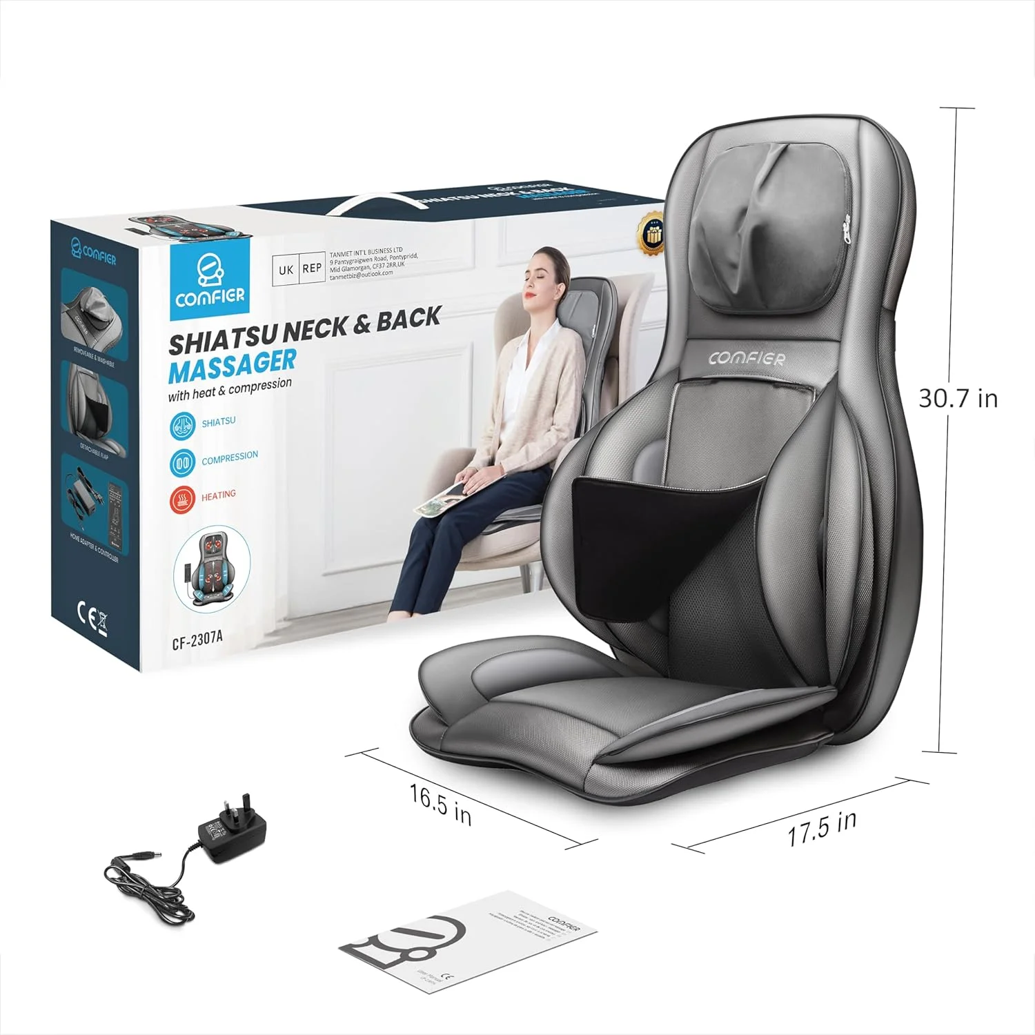 ماساژور گردن و کمر گرمایشی Comfier - صندلی ماساژور با کمپرس و غلتک، ماساژور شیاتسو ورزشی برای کل کمر، گردن، پد صندلی ماساژور برای استفاده در خانه و محل کار؛ هدیه روز پدر برای پدر ماساژور گردن و کمر گرمایشی Comfier - صندلی ماساژور با کمپرس و غلتک، ماساژور شیاتسو ورزشی برای کل کمر، گردن، پد صندلی ماساژور برای استفاده در خانه و محل کار؛ هدیه روز پدر برای پدر