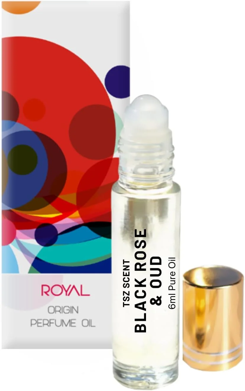 عطر روغنی رولی مردانه و زنانه رز سیاه و عود TSZ Scent، حجم 6 میلی لیتر، سایز مسافرتی و جیبی