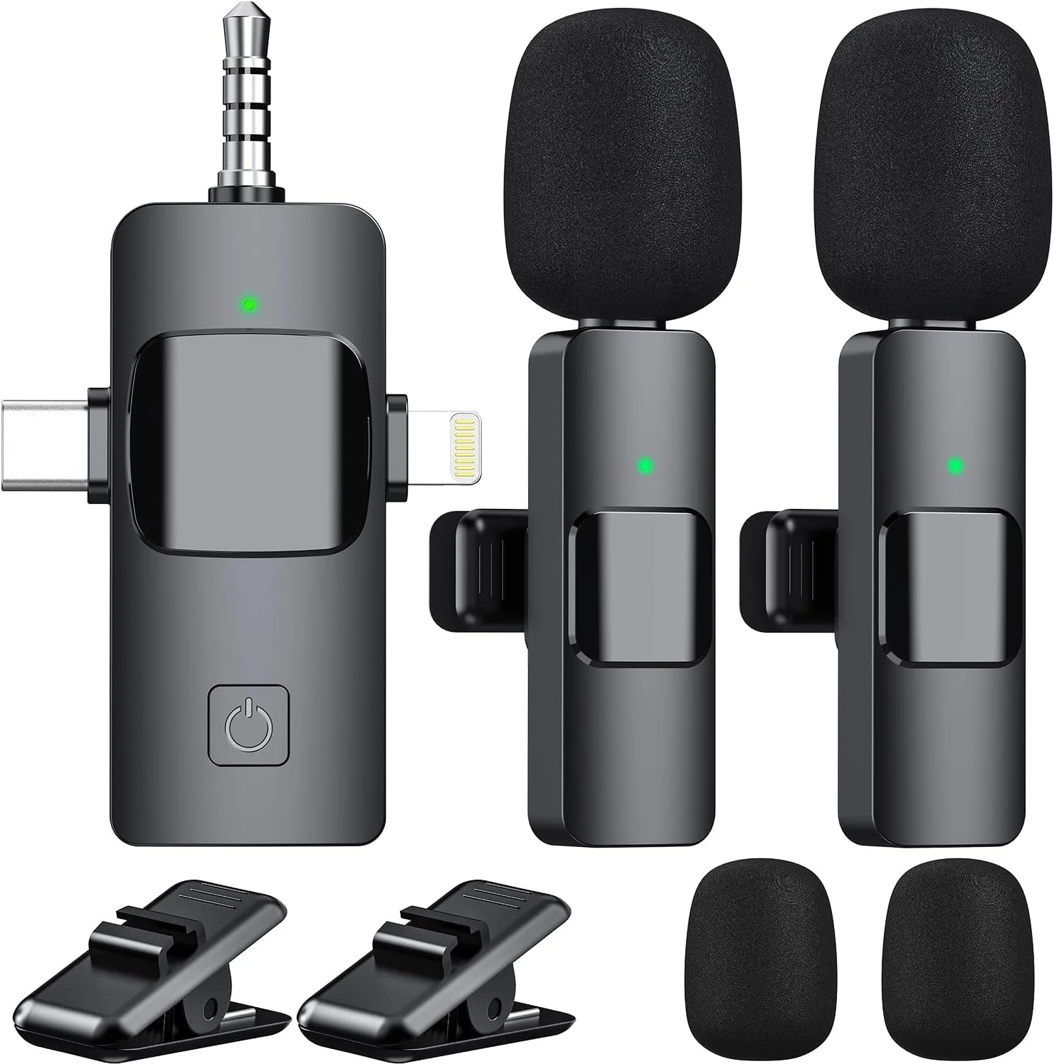 میکروفون یقه ای بی سیم PQRQP - میکروفون گیره ای قابل شارژ با قابلیت کاهش نویز، برد 30 متری، شارژ USB-C، برای آیفون، اندروید، دوربین، یوتیوب، پادکست، ضبط - جمع و جور و سبک وزن-CD2