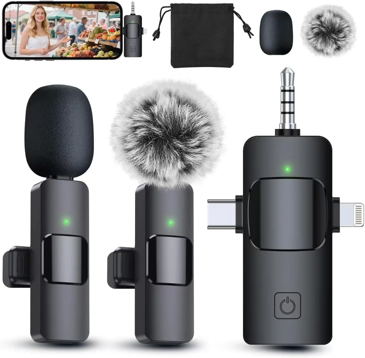 میکروفون یقه ای بی سیم حرفه ای 3 در 1 PQRQP برای آیفون، اندروید، دوربین، میکروفون های کوچک بی سیم، کیفیت صدای شفاف برای ضبط، پخش زنده، یوتیوب، تیک تاک، مشکی شیک میکروفون یقه ای بی سیم حرفه ای 3 در 1 PQRQP برای آیفون، اندروید، دوربین، میکروفون های کوچک بی سیم، کیفیت صدای شفاف برای ضبط، پخش زنده، یوتیوب، تیک تاک، مشکی شیک