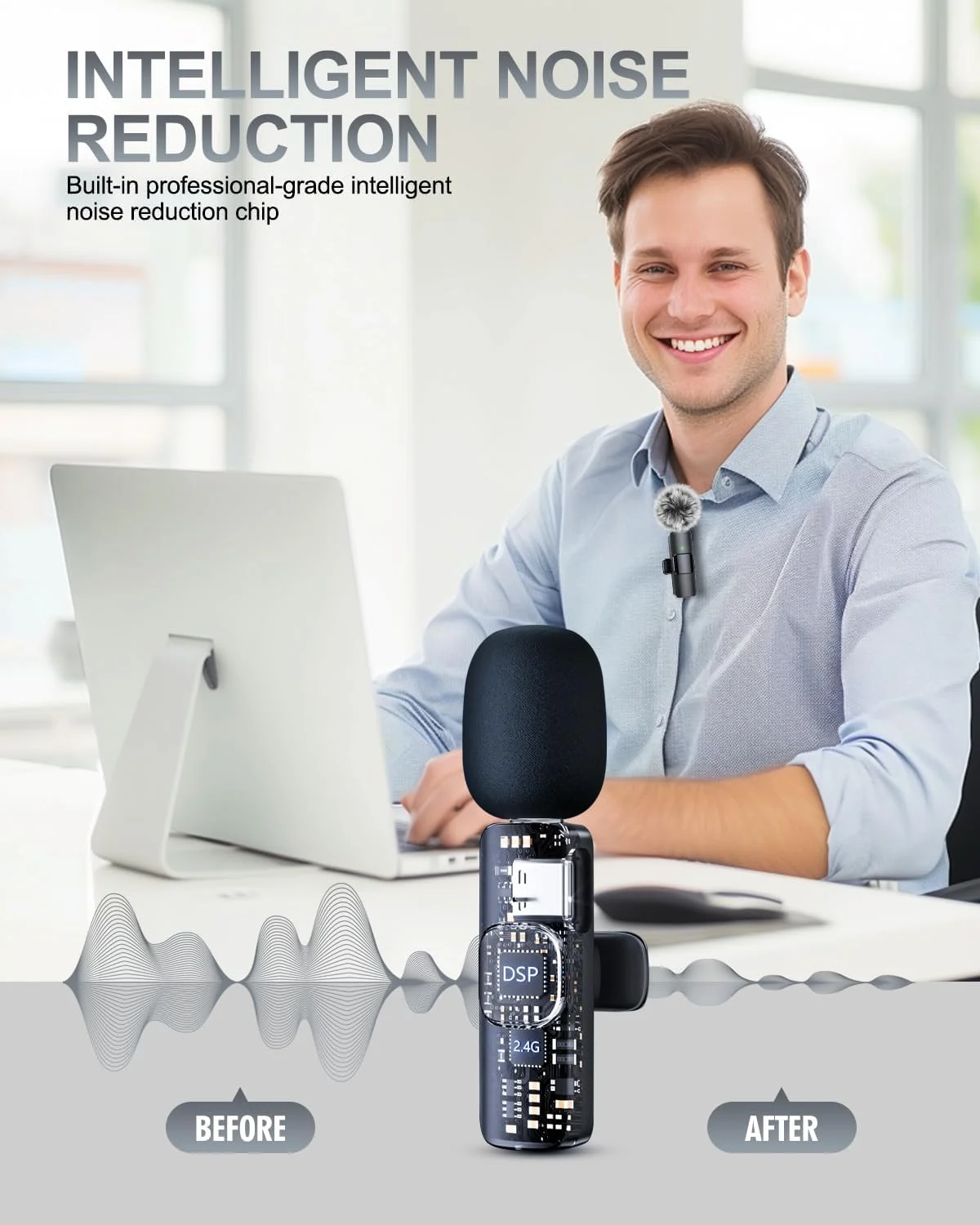میکروفون یقه ای بی سیم حرفه ای 3 در 1 PQRQP برای آیفون، اندروید، دوربین، میکروفون های کوچک بی سیم، کیفیت صدای شفاف برای ضبط، پخش زنده، یوتیوب، تیک تاک، مشکی شیک میکروفون یقه ای بی سیم حرفه ای 3 در 1 PQRQP برای آیفون، اندروید، دوربین، میکروفون های کوچک بی سیم، کیفیت صدای شفاف برای ضبط، پخش زنده، یوتیوب، تیک تاک، مشکی شیک