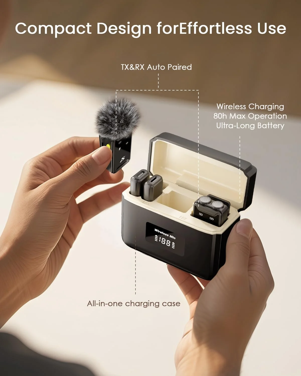 میکروفون مینی PQRQP برای آیفون، اندروید (Lightning/USB C)، عمر باتری 80 ساعته، صدای Hi-Fi، 48kHz/24-bit، میکروفون های بی سیم با حذف نویز برای ضبط ویدئو، استریمینگ، برد 164 فوت میکروفون مینی PQRQP برای آیفون، اندروید (Lightning/USB C)، عمر باتری 80 ساعته، صدای Hi-Fi، 48kHz/24-bit، میکروفون های بی سیم با حذف نویز برای ضبط ویدئو، استریمینگ، برد 164 فوت