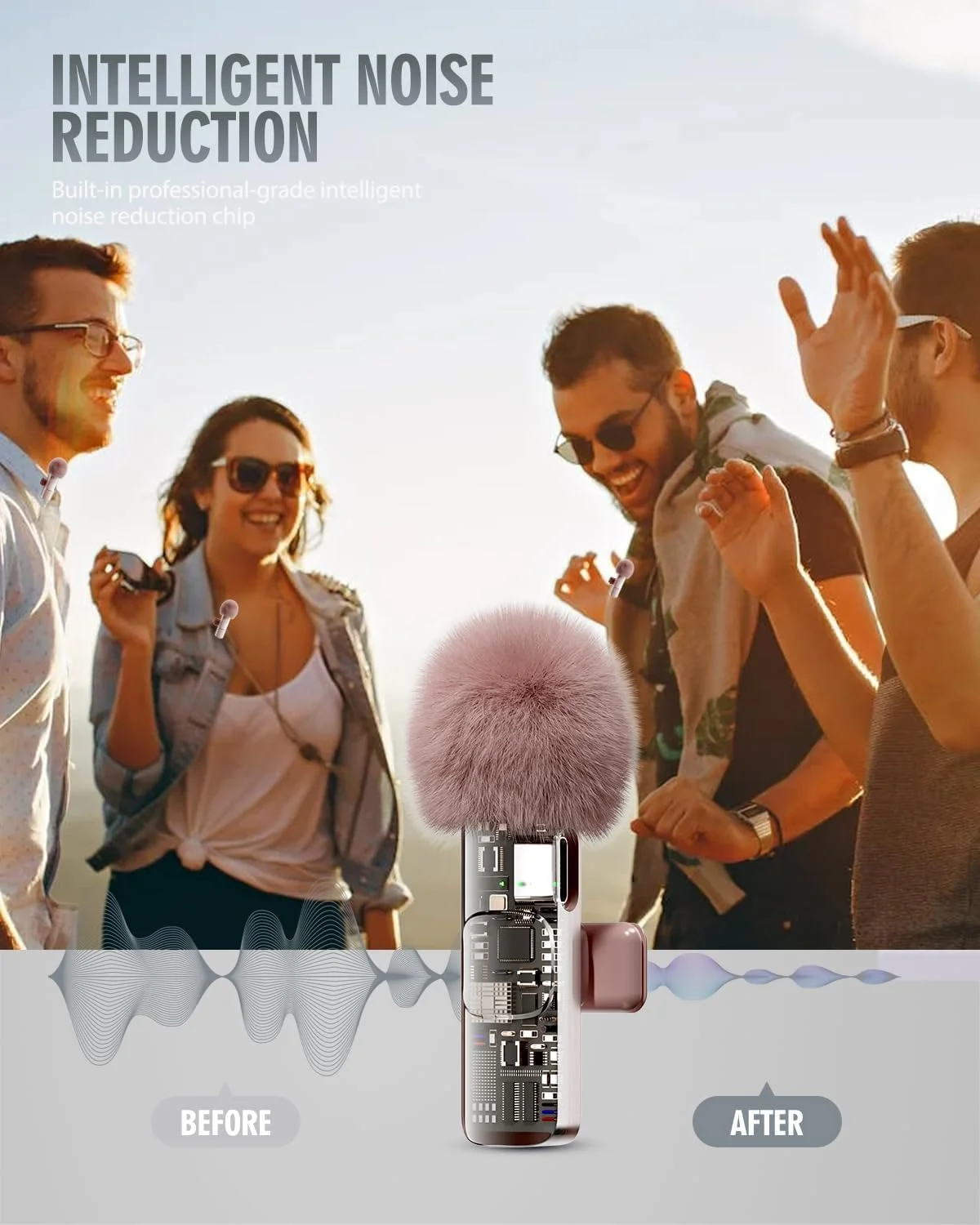 میکروفون یقه ای بی سیم 3 در 1 برای آیفون، آیپد، اندروید، دوربین، میکروفون مینی، باتری 7 ساعته، کیفیت صدای با وضوح بالا برای مصاحبه، پادکست ویدیویی، ولاگ (صورتی) میکروفون یقه ای بی سیم 3 در 1 برای آیفون، آیپد، اندروید، دوربین، میکروفون مینی، باتری 7 ساعته، کیفیت صدای با وضوح بالا برای مصاحبه، پادکست ویدیویی، ولاگ (صورتی)