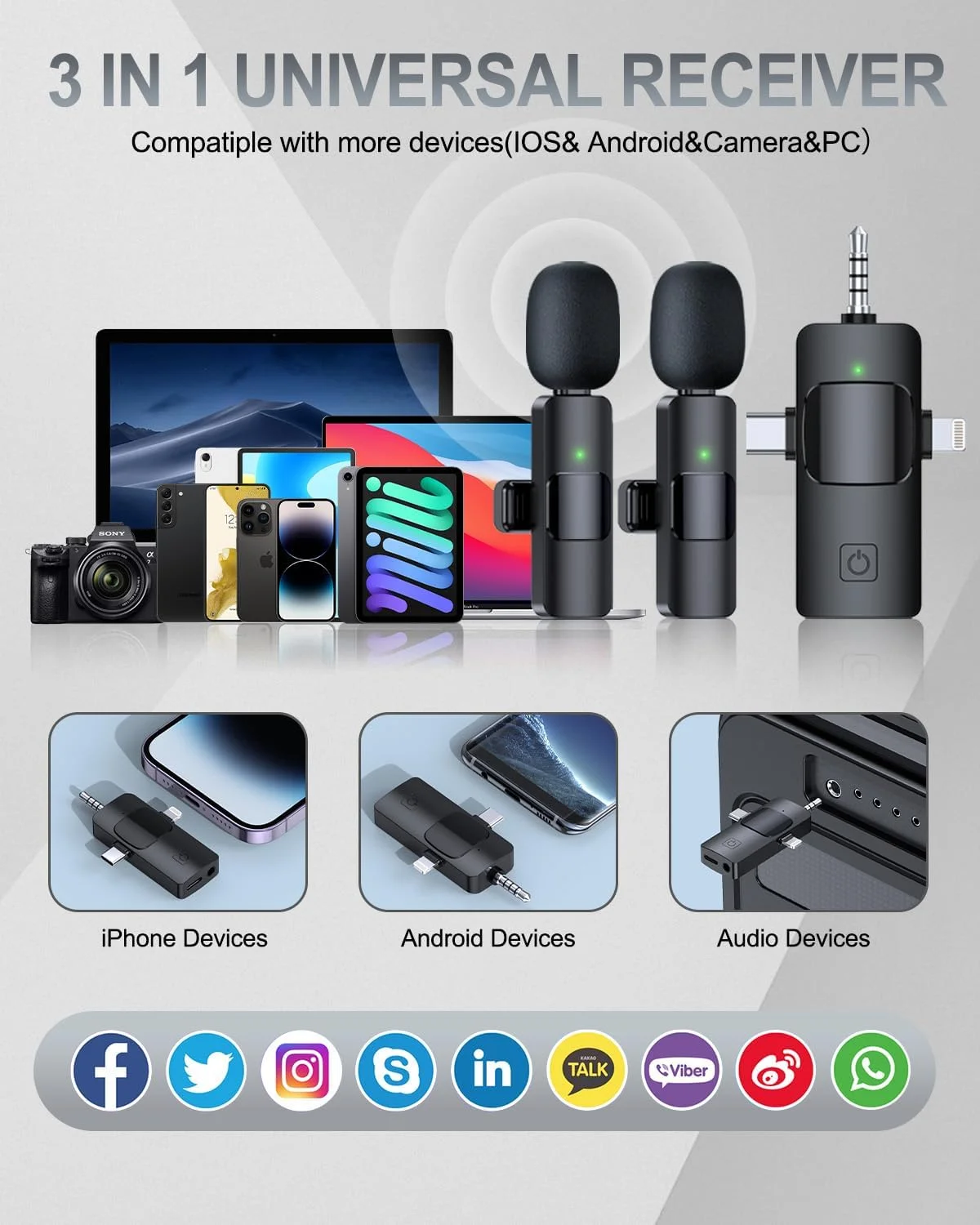 میکروفون یقه ای بی سیم حرفه ای 3 در 1 PQRQP برای آیفون، اندروید، دوربین، میکروفون های کوچک بی سیم، کیفیت صدای شفاف برای ضبط، پخش زنده، یوتیوب، تیک تاک، مشکی شیک میکروفون یقه ای بی سیم حرفه ای 3 در 1 PQRQP برای آیفون، اندروید، دوربین، میکروفون های کوچک بی سیم، کیفیت صدای شفاف برای ضبط، پخش زنده، یوتیوب، تیک تاک، مشکی شیک