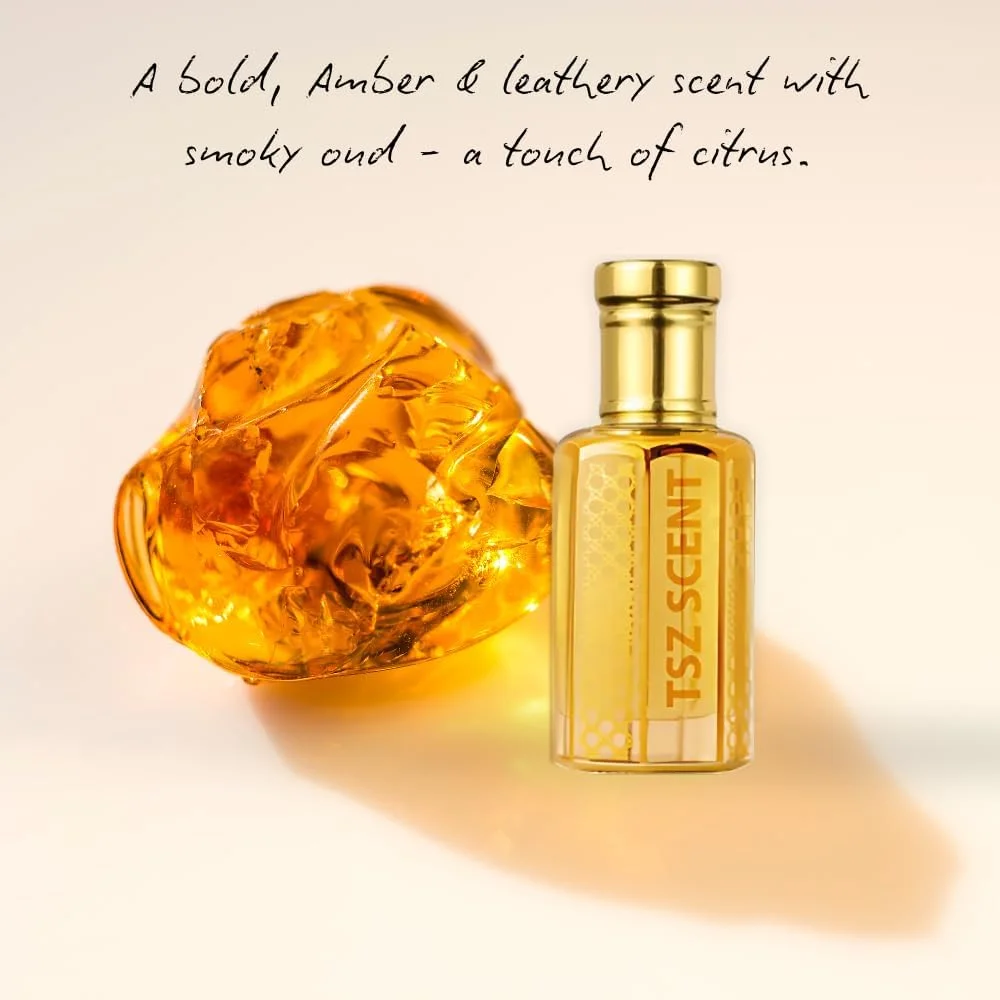 روغن عطر لوکس عود مخملی TSZ Scent، عطر 12 میلی لیتری، رایحه ماندگار унисекс با رایحه های چرم، کهربا، چوب، روغن های طبیعی برای استفاده روزانه.