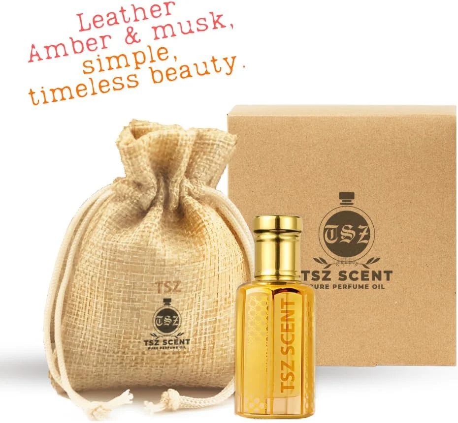روغن عطر لوکس عود مخملی TSZ Scent، عطر 12 میلی لیتری، رایحه ماندگار унисекс با رایحه های چرم، کهربا، چوب، روغن های طبیعی برای استفاده روزانه.