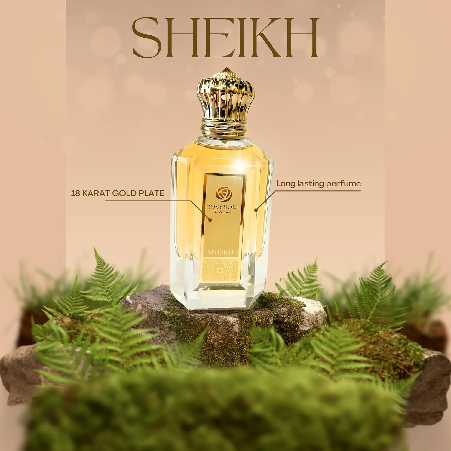 عطر شیخ از رزی سول - عطر عود لوکس با روکش طلای 18 عیار - عطر یونیسکس برای مردان و زنان - 50 میلی لیتر