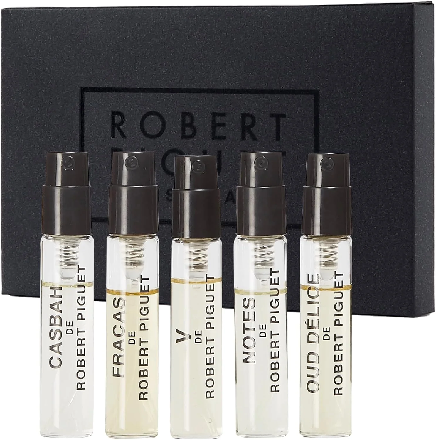 ست کشف عطر رابرت پیگه L'Expérience Piguet | شامل فراکاس، کازبا، وی، عود دلیس و نوتس، 2.5 میلی لیتر