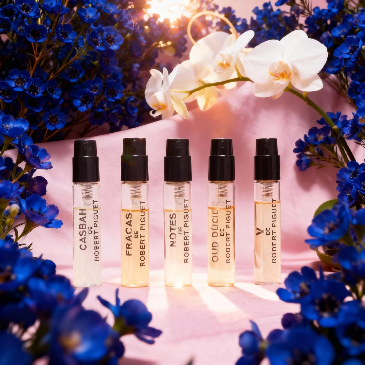 ست کشف عطر رابرت پیگه L'Expérience Piguet | شامل فراکاس، کازبا، وی، عود دلیس و نوتس، 2.5 میلی لیتر