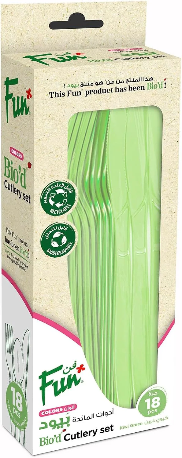 فان بای البایادر ست کارد، چنگال و قاشق یکبار مصرف زیست تخریب پذیر - سبز کیوی (بسته 18 عددی) فان بای البایادر ست کارد، چنگال و قاشق یکبار مصرف زیست تخریب پذیر - سبز کیوی (بسته 18 عددی)