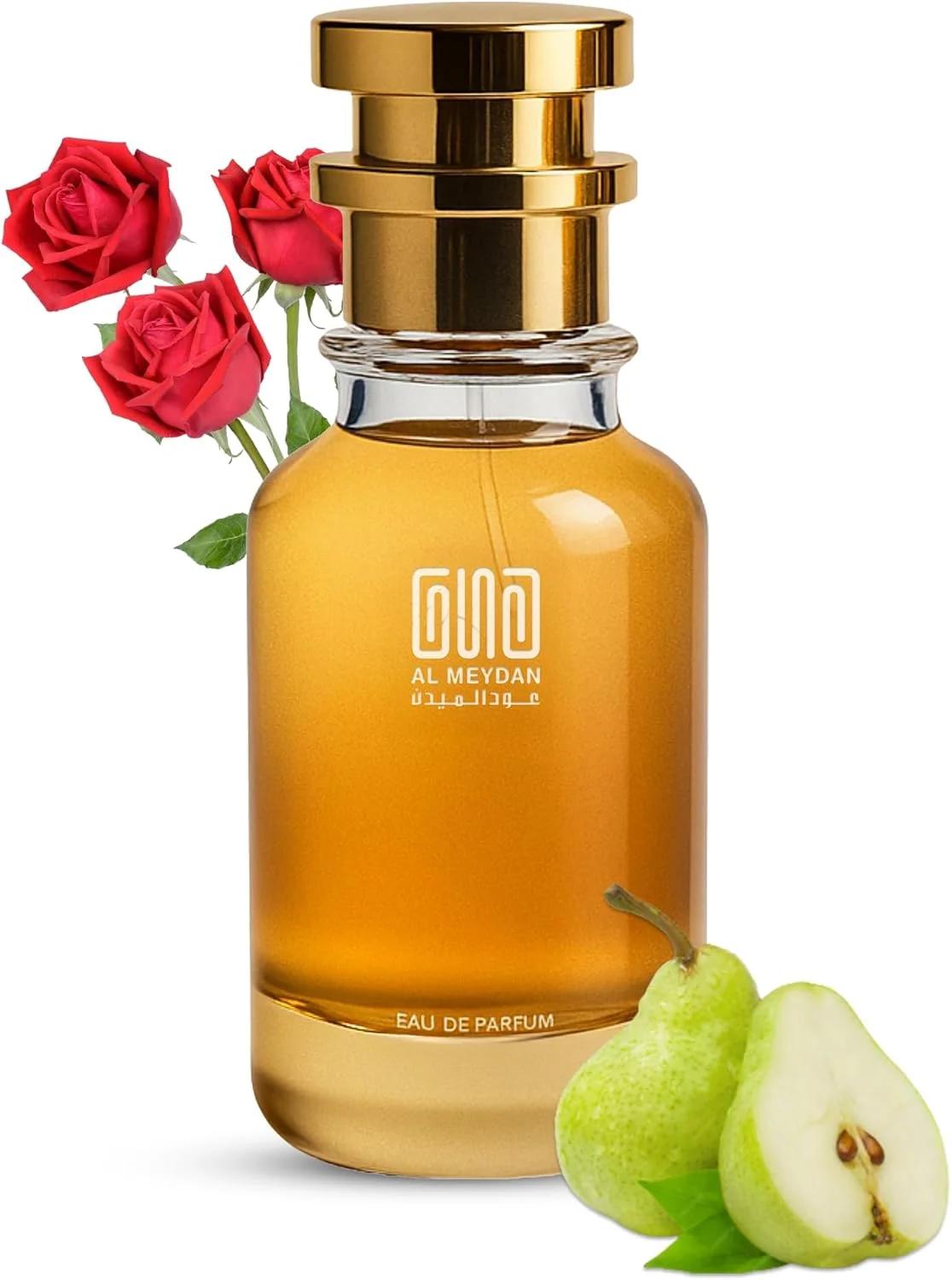 عطر روغنی عود المیدان زنانه – الهام گرفته از وصال – رایحه ای با طراوت، گلی و میوه ای بدون الکل با رایحه گل رز، مشک و چوب صندل – رایحه ماندگار (200 میلی لیتر)