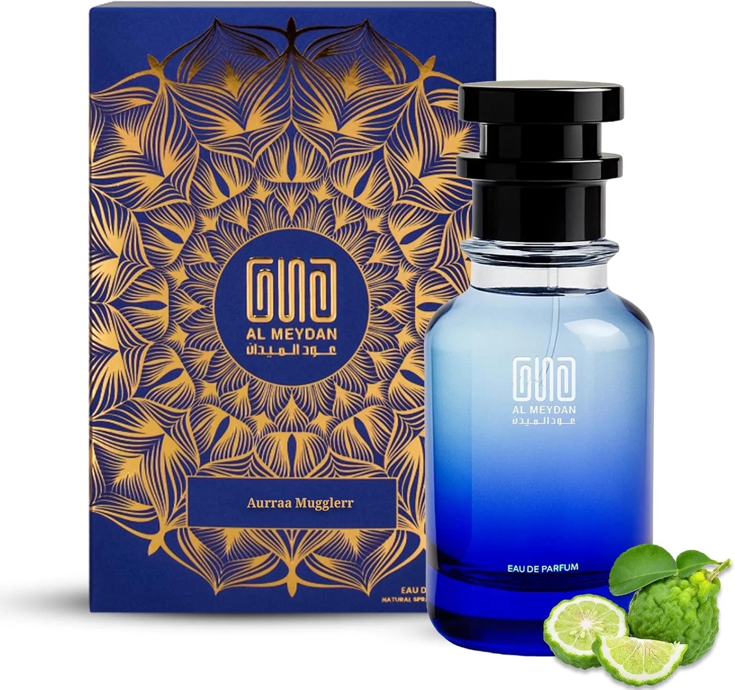 عطر روغنی زنانه عود المیدان – الهام گرفته از Aurraa Mugglerr – رایحه شیرین وانیلی چوبی سبز بدون الکل با برگ ریواس، ترنج، شکوفه پرتقال و وانیل بوربن (80 میلی لیتر)