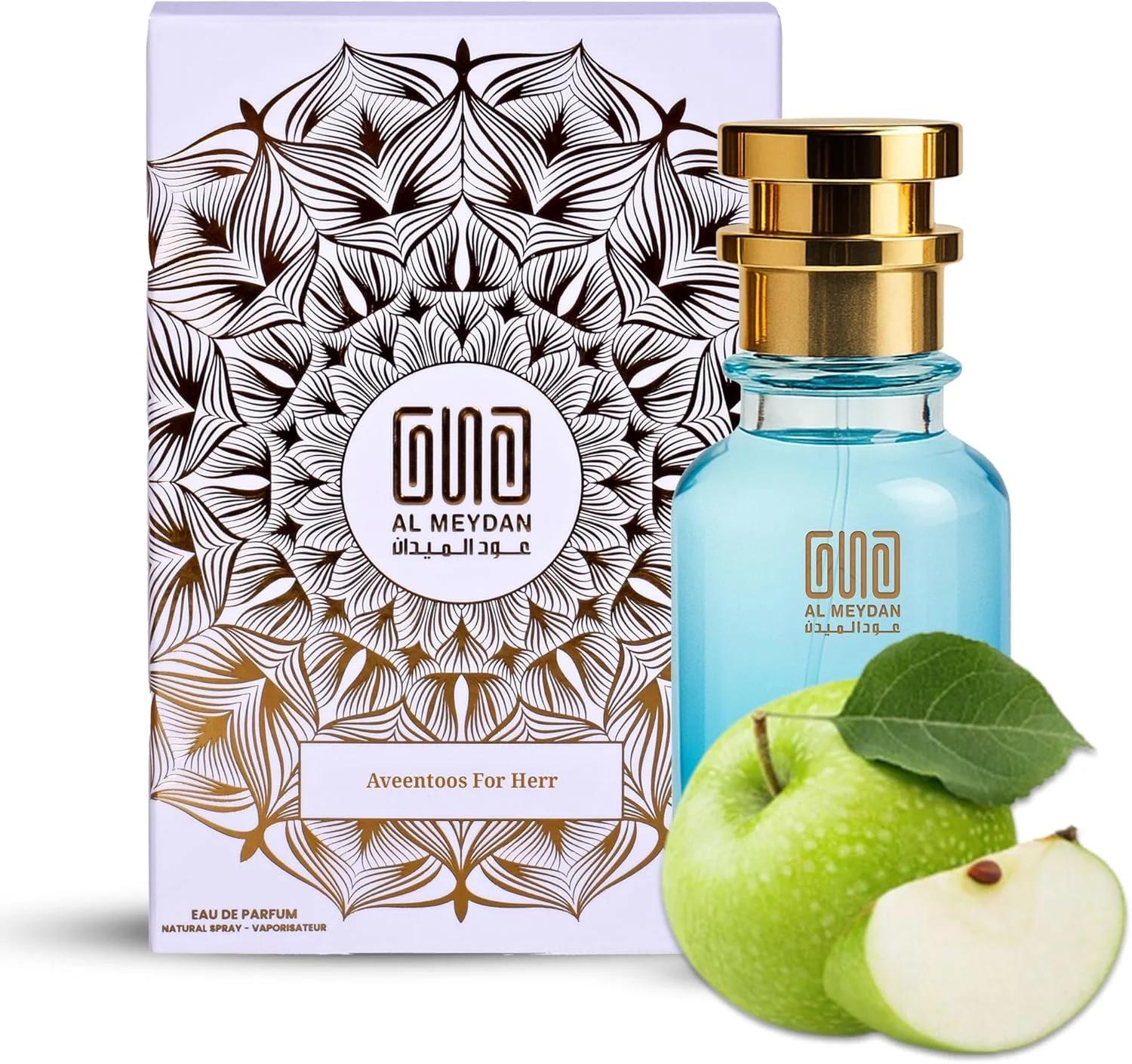 عطر روغنی زنانه عود المیدان – الهام گرفته از اونتوس فور هر – عطر روغنی بدون الکل با رایحه سیب، رز و عنبر – ماندگاری طولانی، میوه ای، گلی و ظریف (30 میلی لیتر)