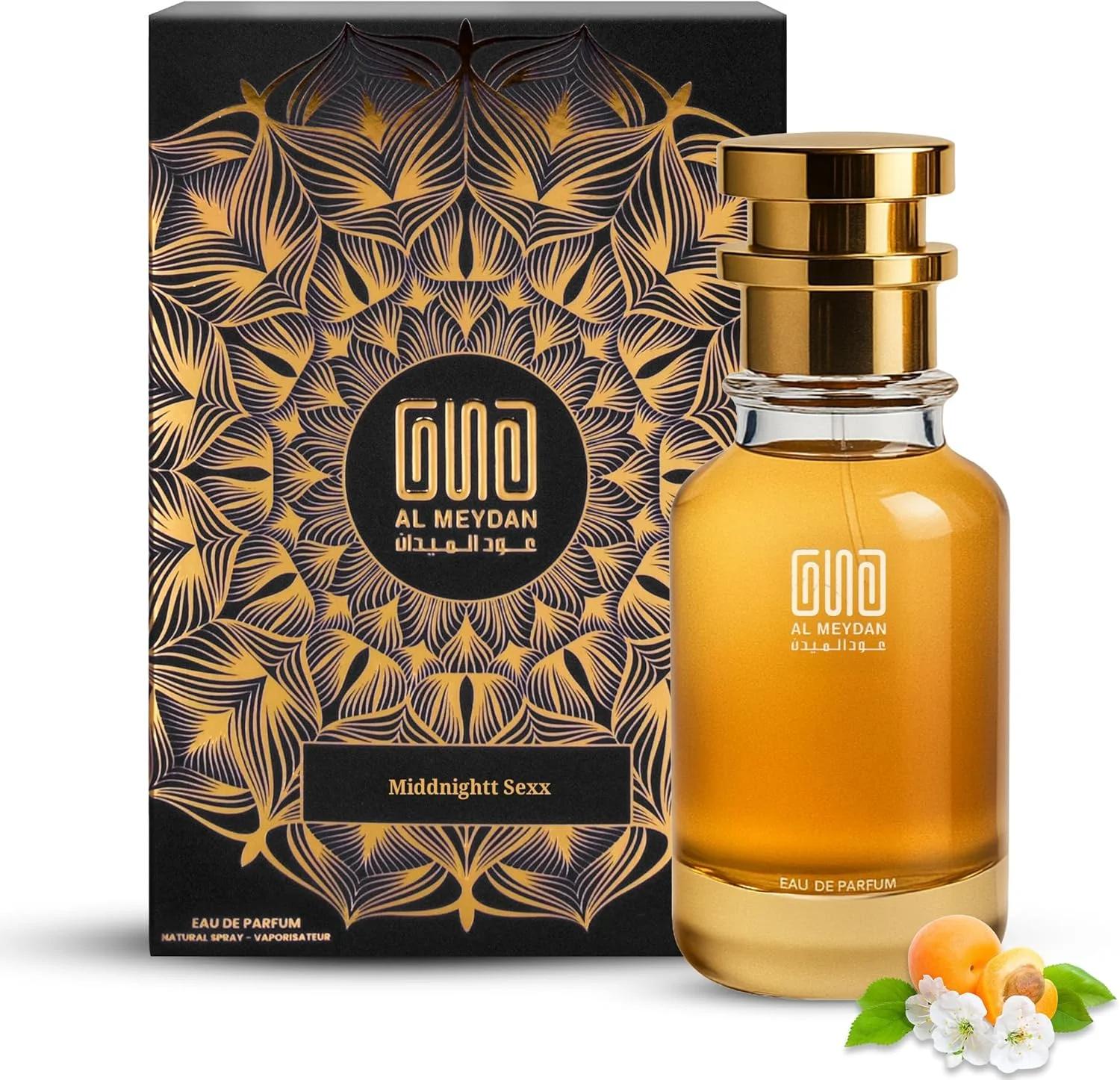 عطر عود الميدان، عطر زيتي للنساء والرجال – مستوحى من ميدنايت سكس – عطر خالٍ من الكحول مع جوز الهند، مسك الروم، زهر البرتقال وخشب الصندل – يدوم طويلاً وحسي (50 مل)