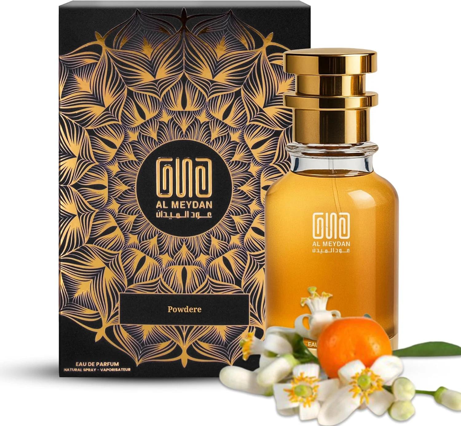 عطر روغنی زنانه عود المیدان – الهام گرفته از پودر – عطر روغنی بدون الکل با رایحه یاس، مشک و نعناع هندی – ماندگاری طولانی، گلی، مشکی و ظریف (80 میلی لیتر)